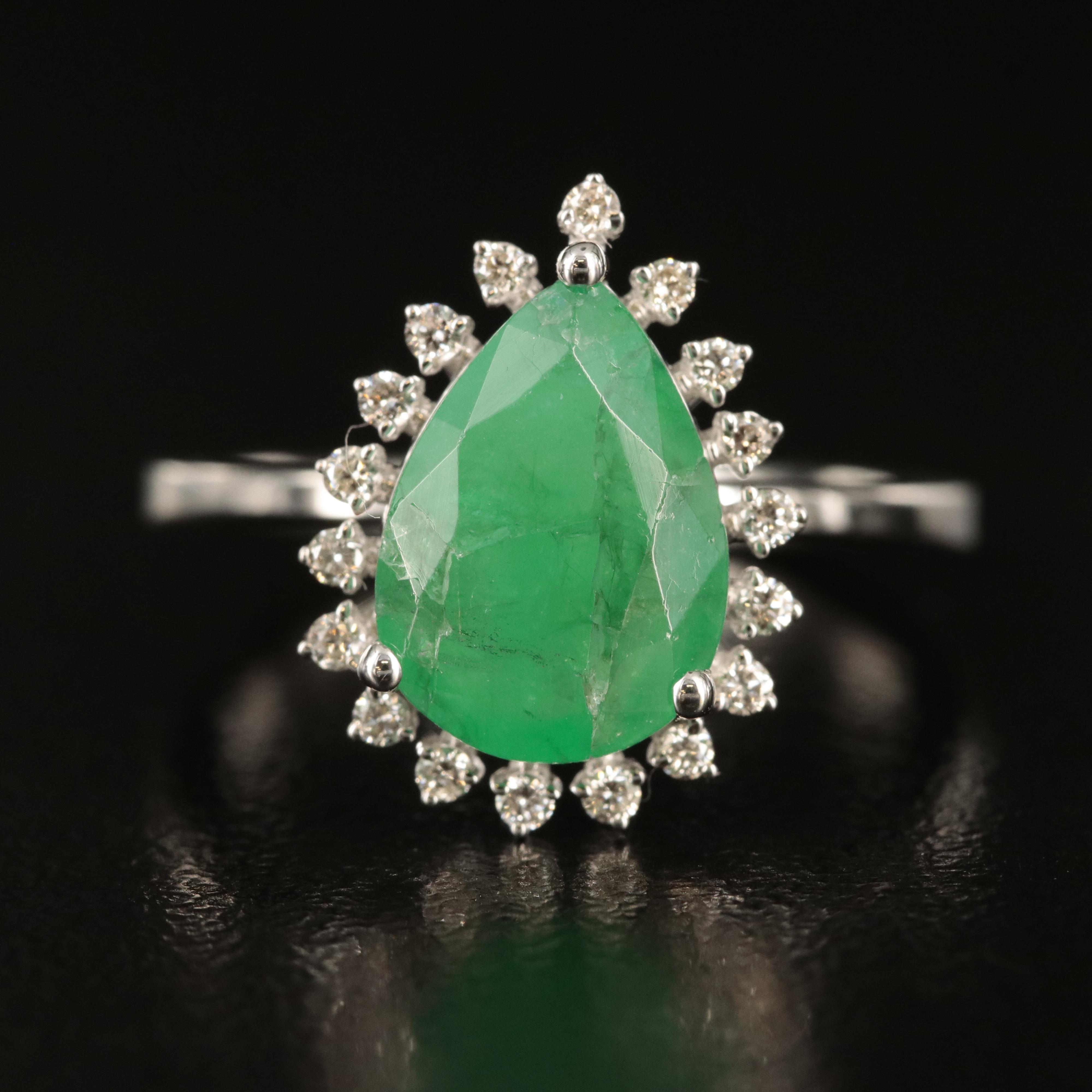 14K 2.45 CT Emerald and Diamond Ring
