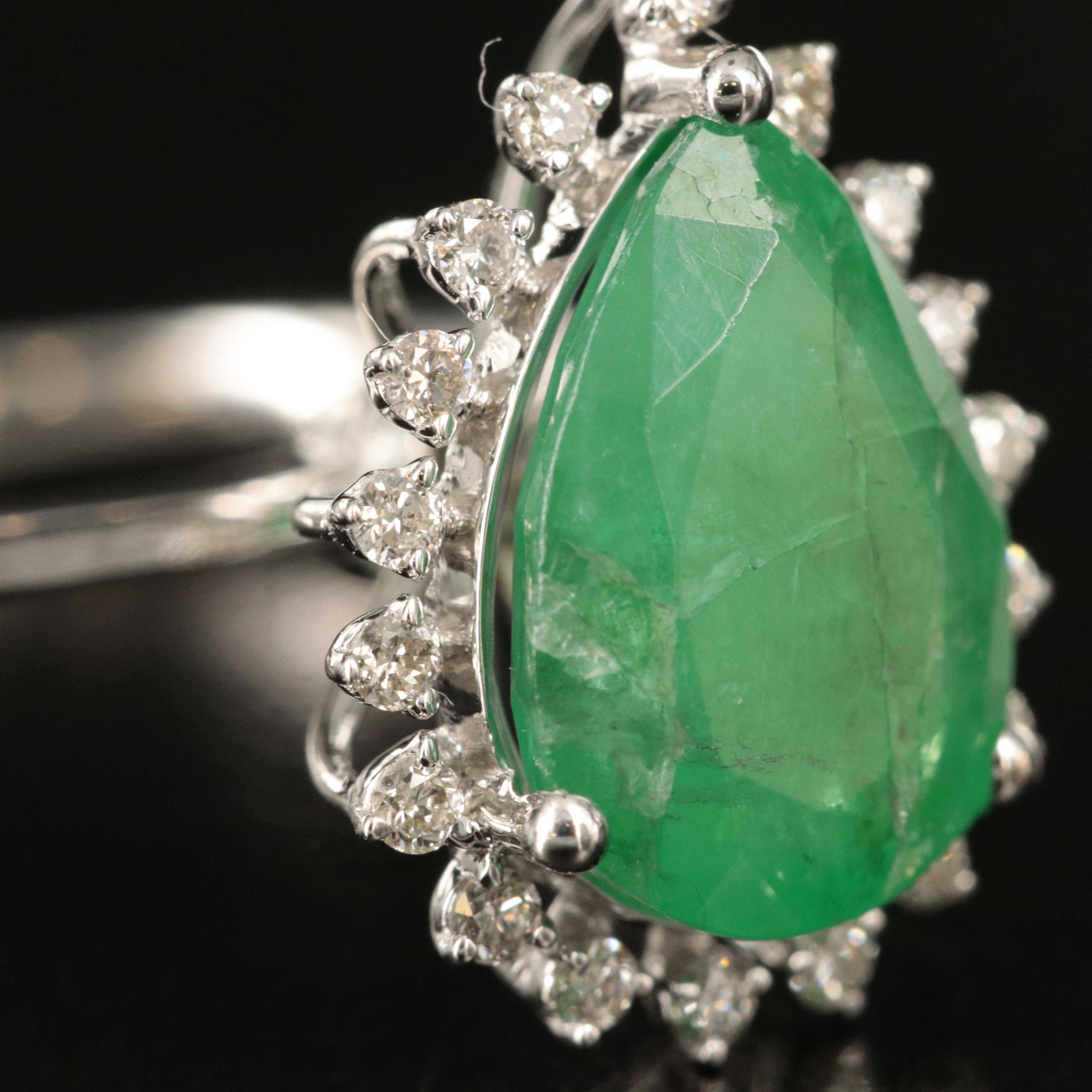 14K 2.45 CT Emerald and Diamond Ring