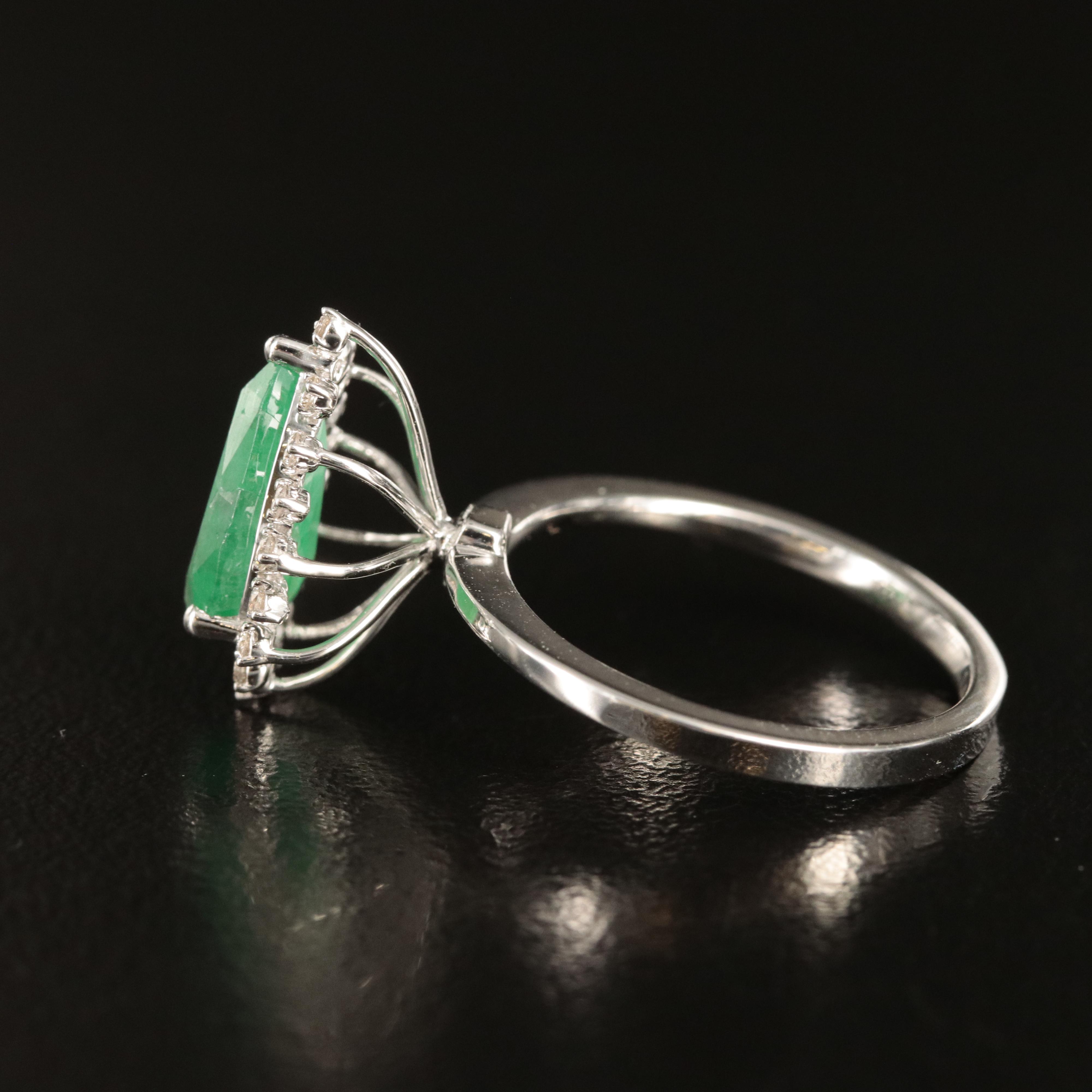 14K 2.45 CT Emerald and Diamond Ring