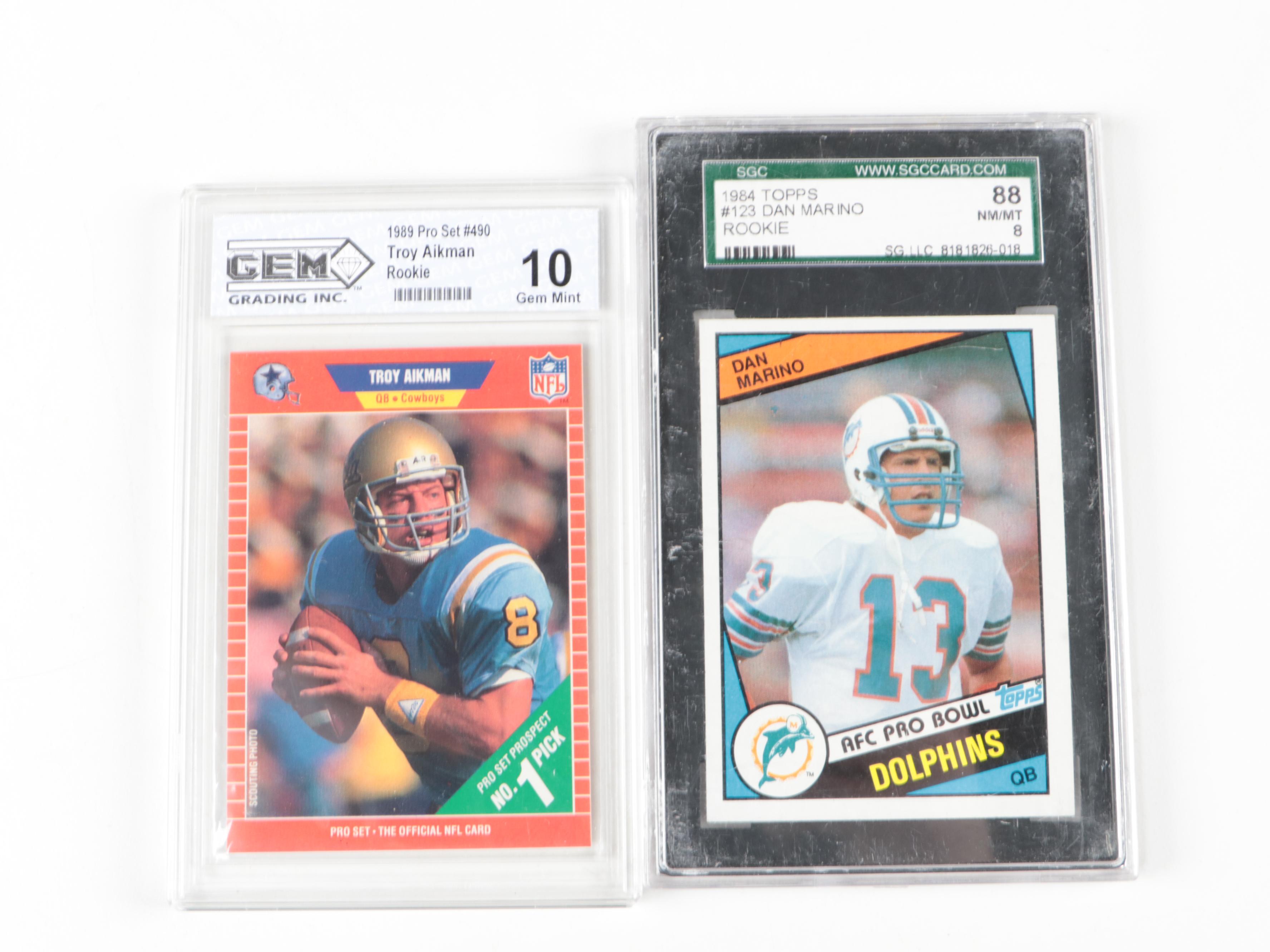 Score, Topps and More Graded, Slabbed Rookie Football Cards with Peterson, More