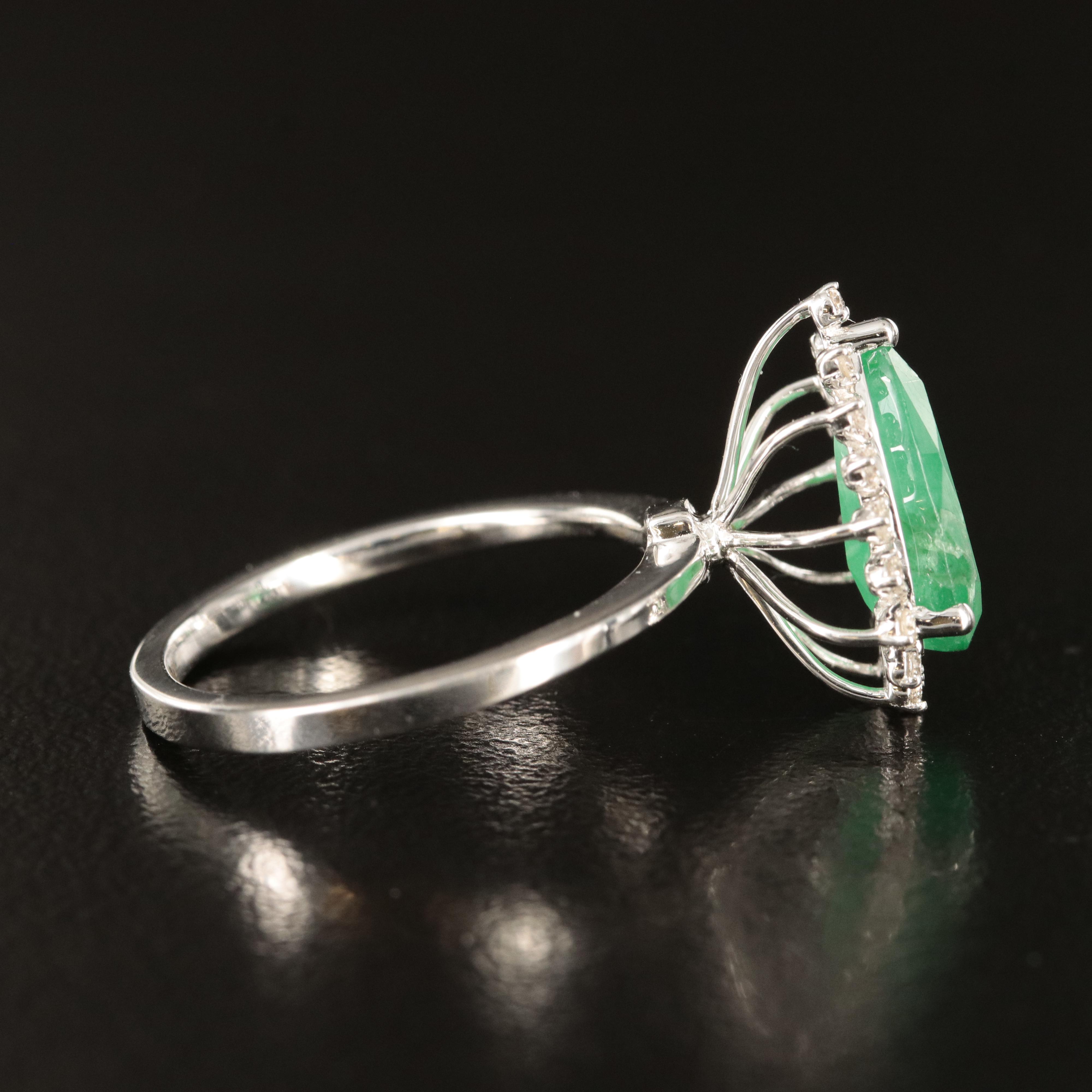 14K 2.45 CT Emerald and Diamond Ring