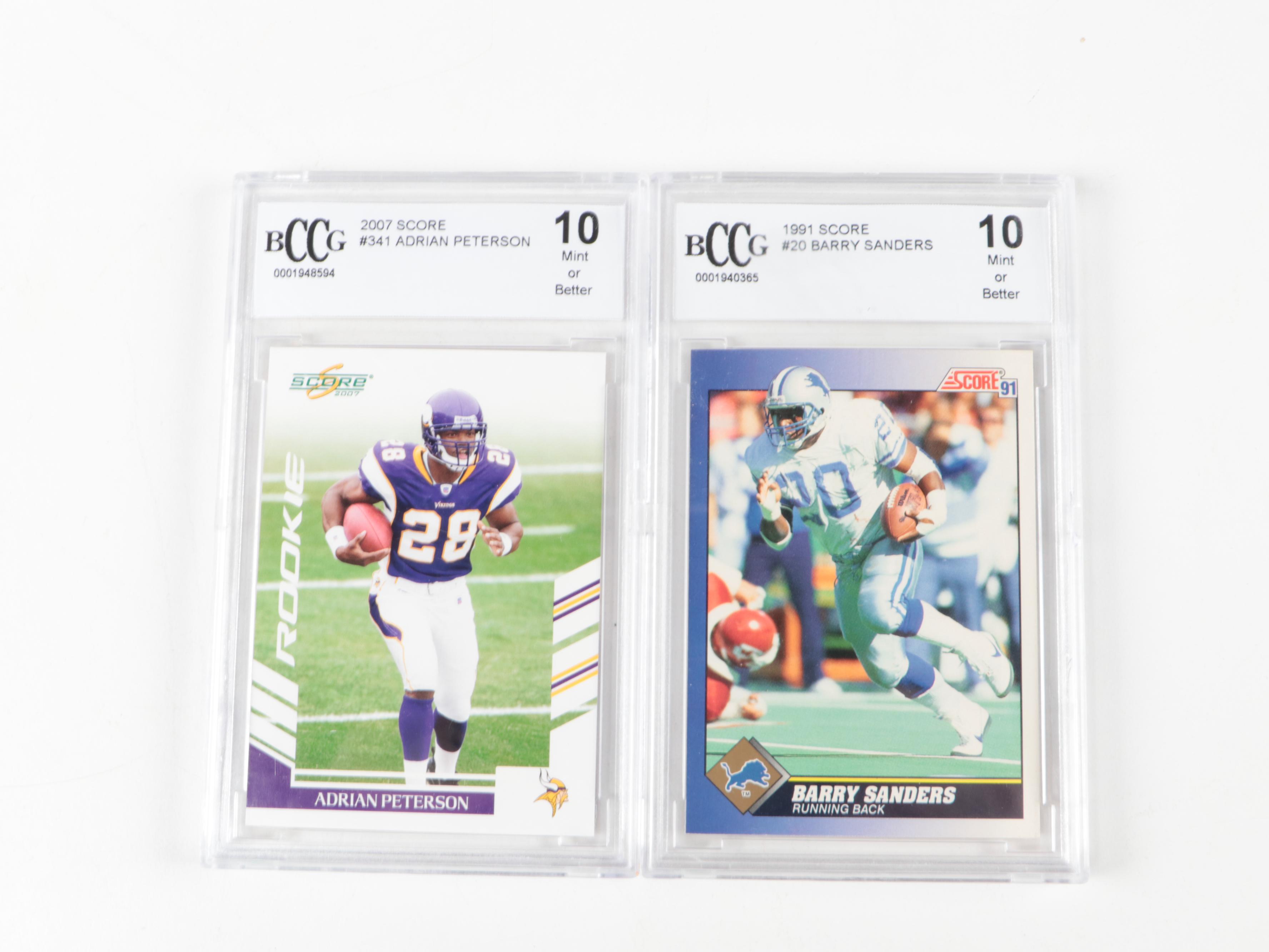 Score, Topps and More Graded, Slabbed Rookie Football Cards with Peterson, More