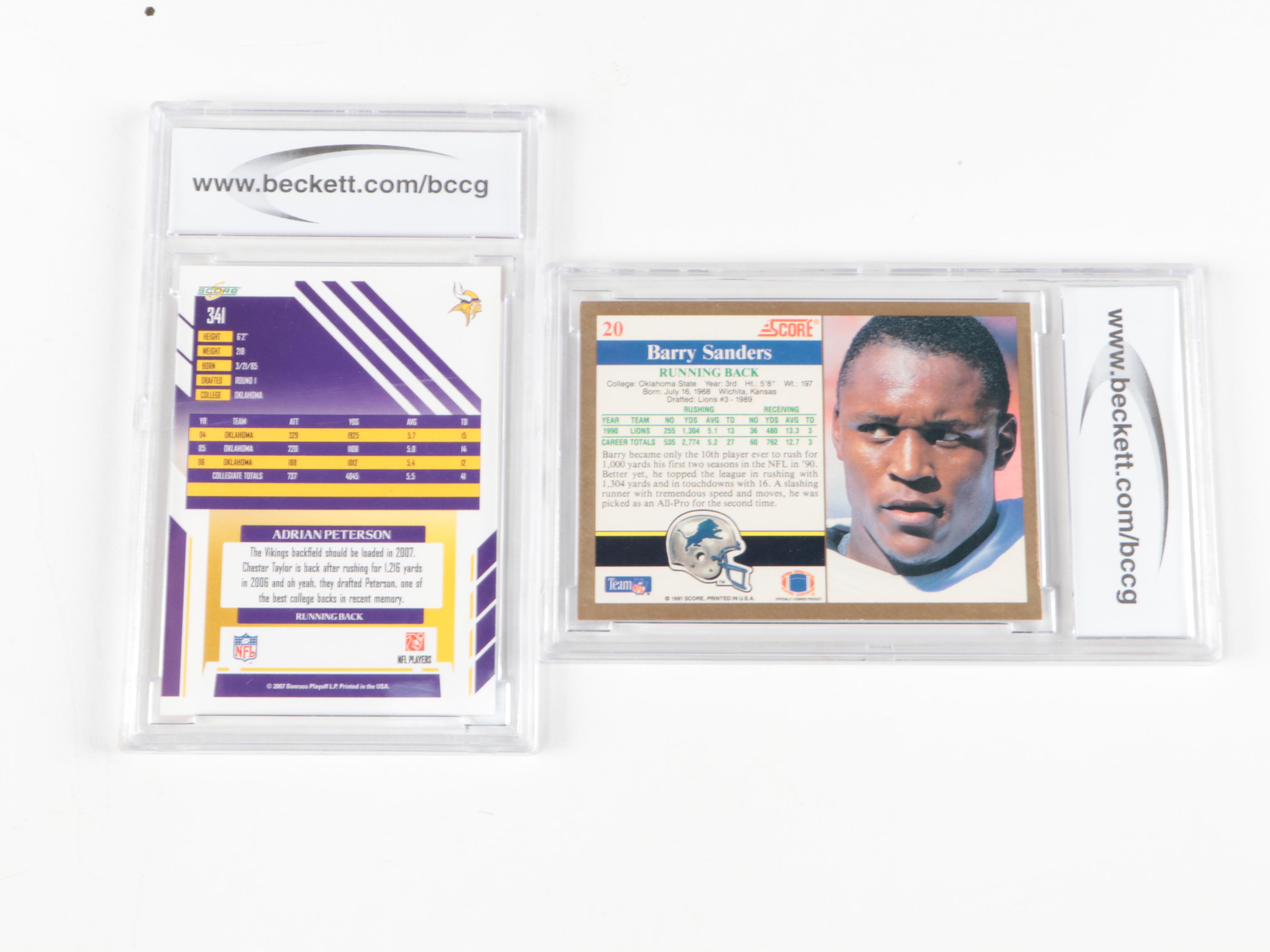 Score, Topps and More Graded, Slabbed Rookie Football Cards with Peterson, More