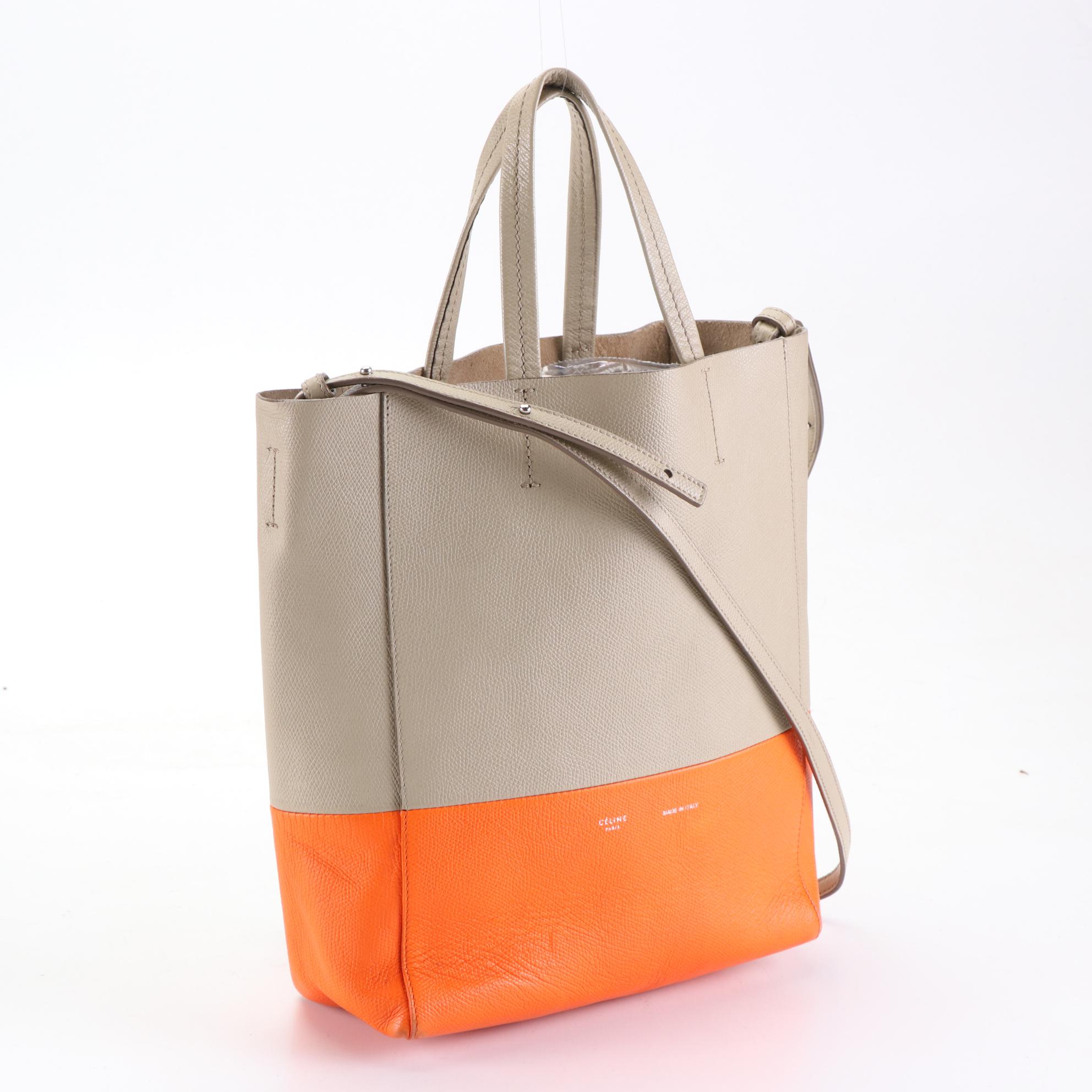 Céline Small Vertical Bi-Cabas Tote in Grained Calfskin Leather