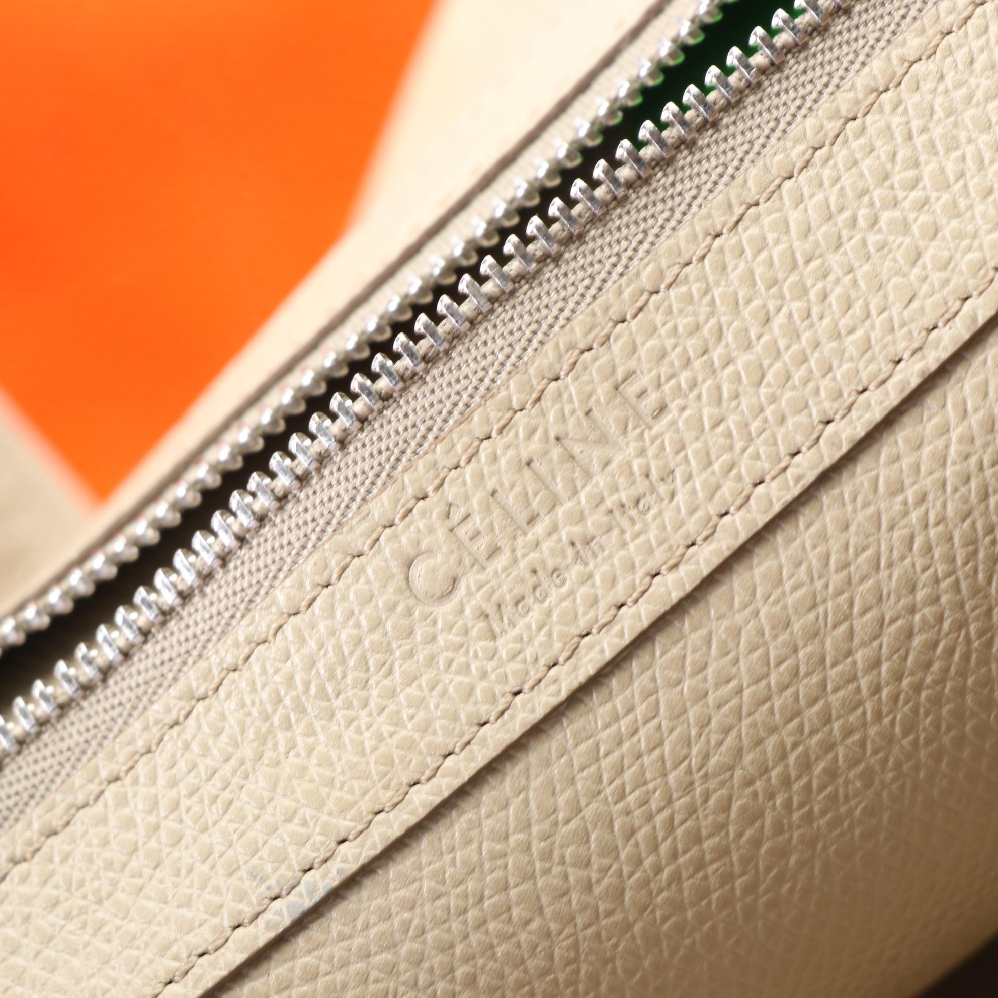 Céline Small Vertical Bi-Cabas Tote in Grained Calfskin Leather