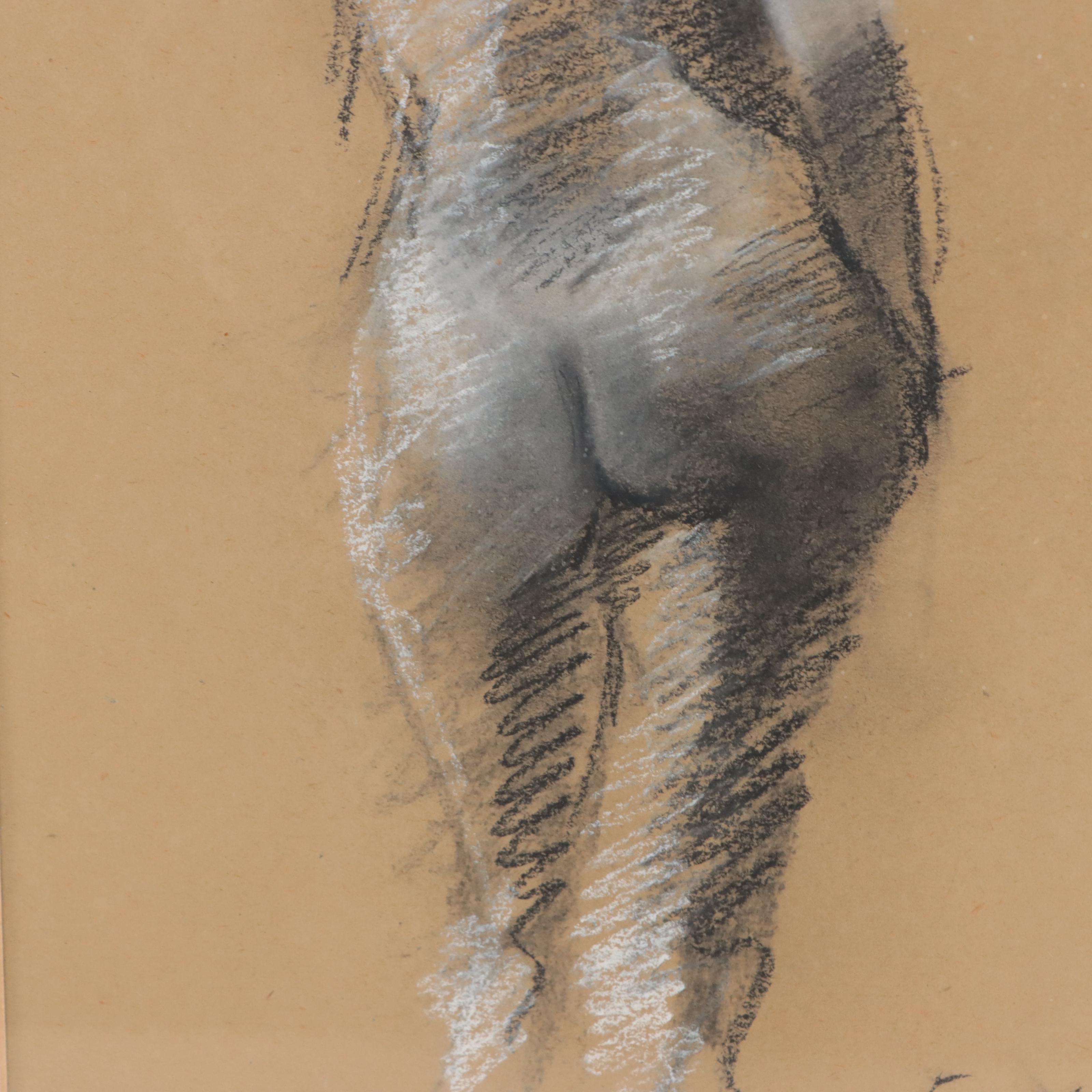 Pastel Figure Drawing of Standing Nude