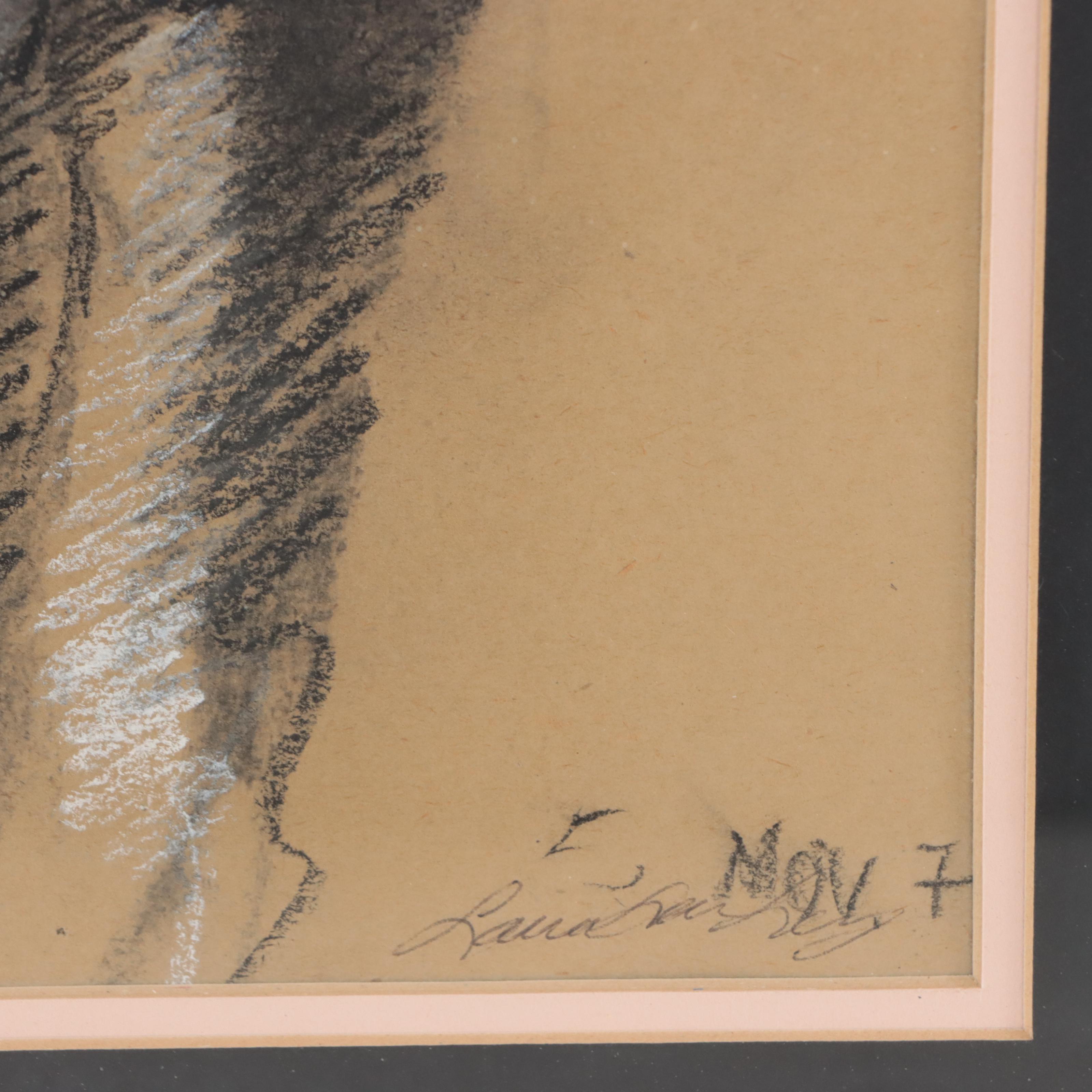 Pastel Figure Drawing of Standing Nude