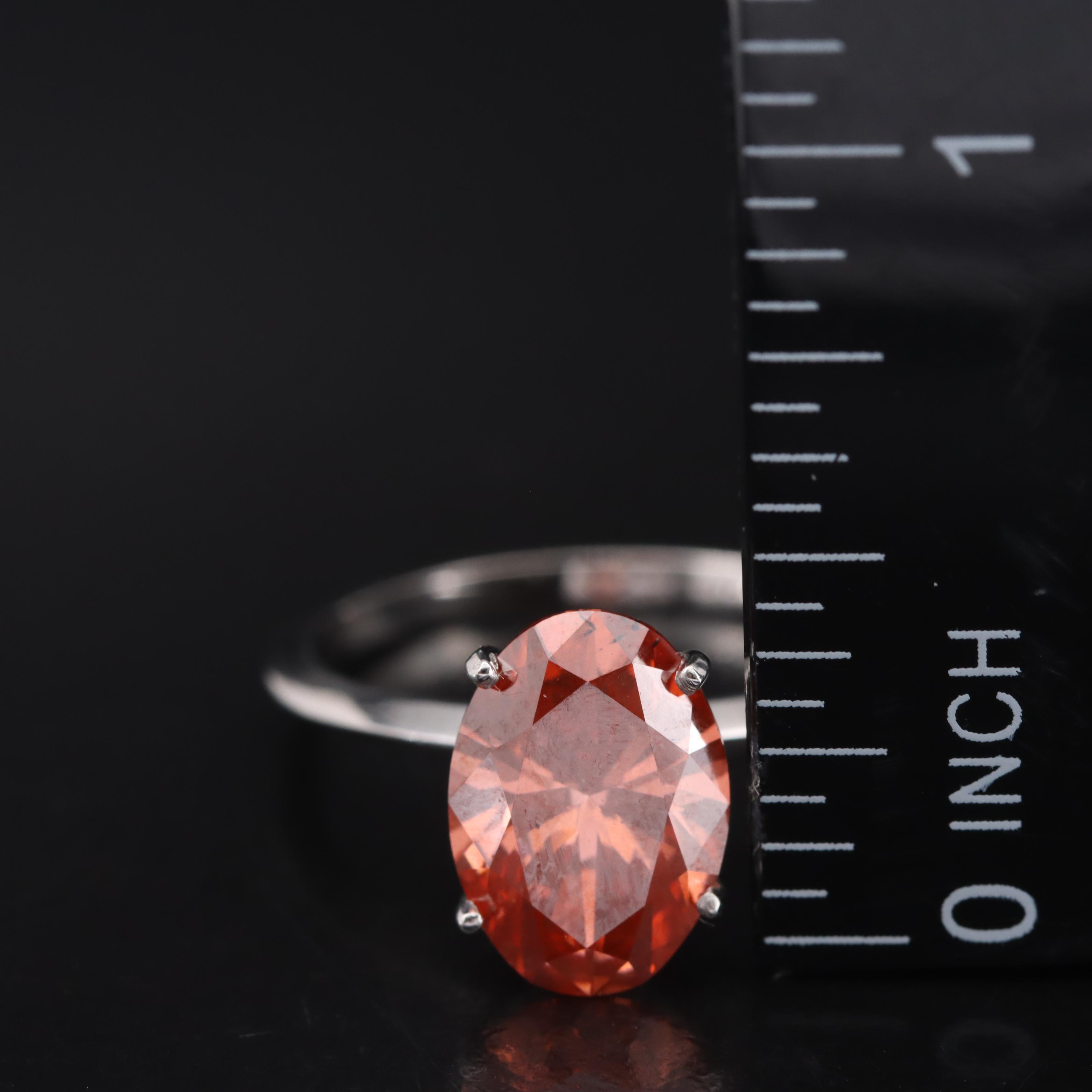 14K 3.02 CT Fancy Intense Pinkish Orange Diamond Solitaire Knife-Edge Ring
