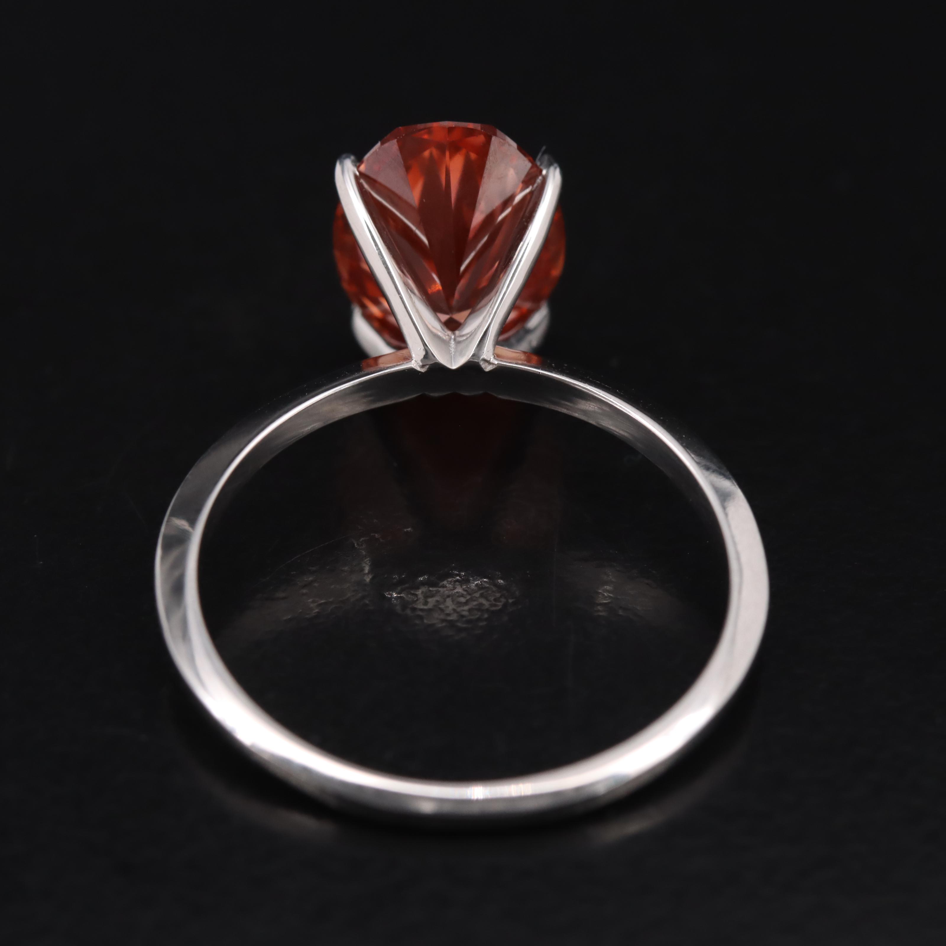 14K 3.02 CT Fancy Intense Pinkish Orange Diamond Solitaire Knife-Edge Ring