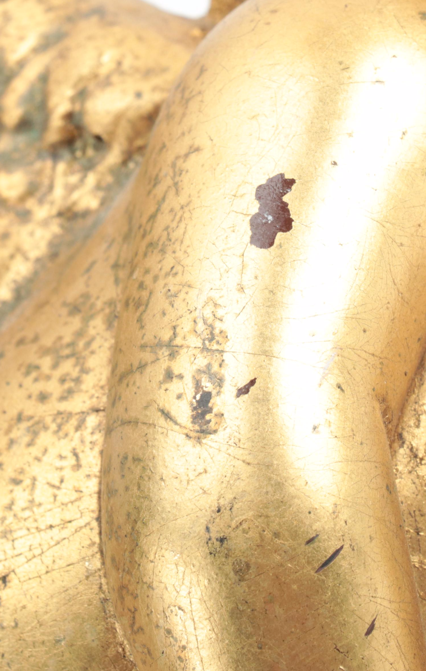 Brass Candle Holder with Gilt Cast Resin Cherub Scepter