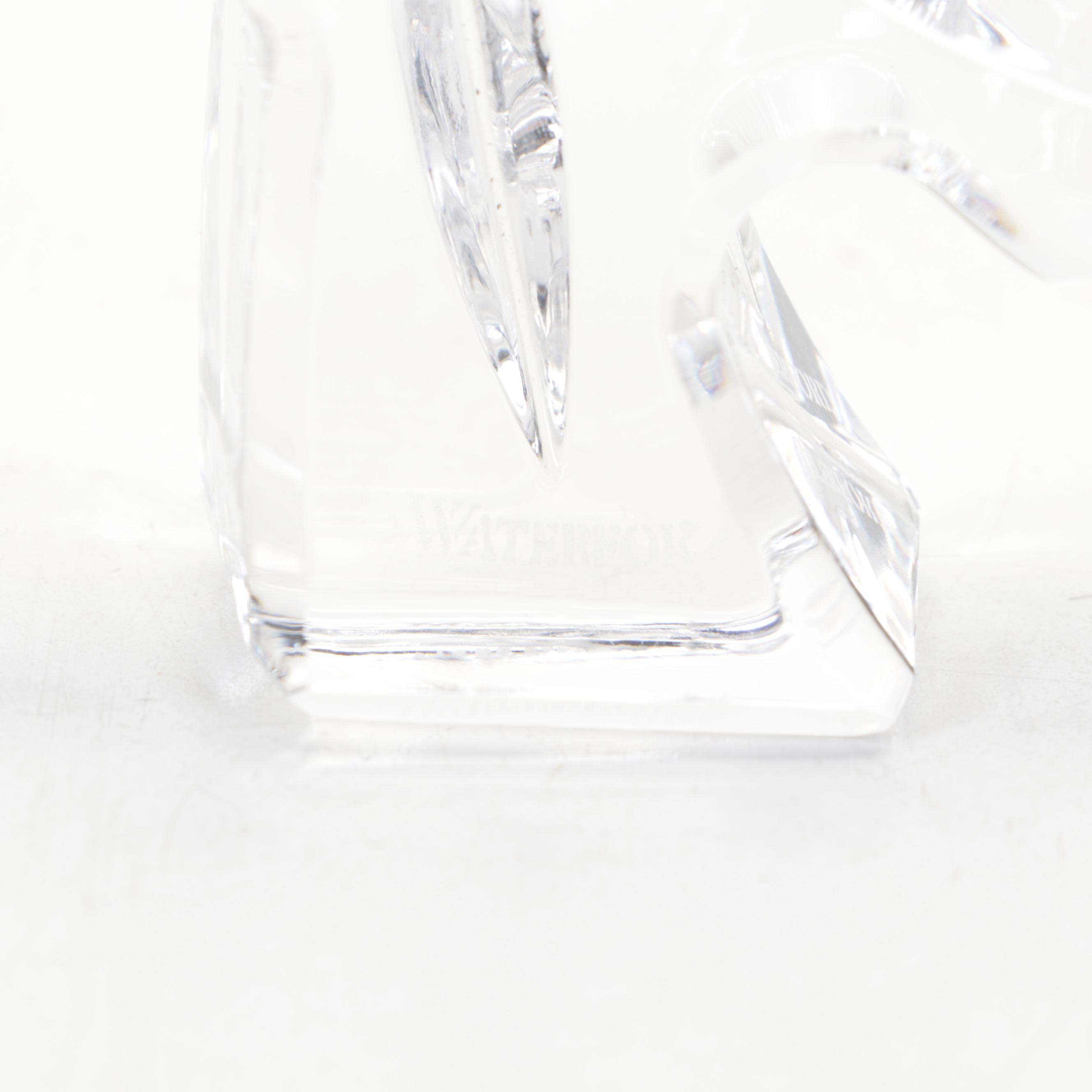 Anchor Hocking "Bubble Foot" Water Goblets With Waterford Shamrock Paperweight