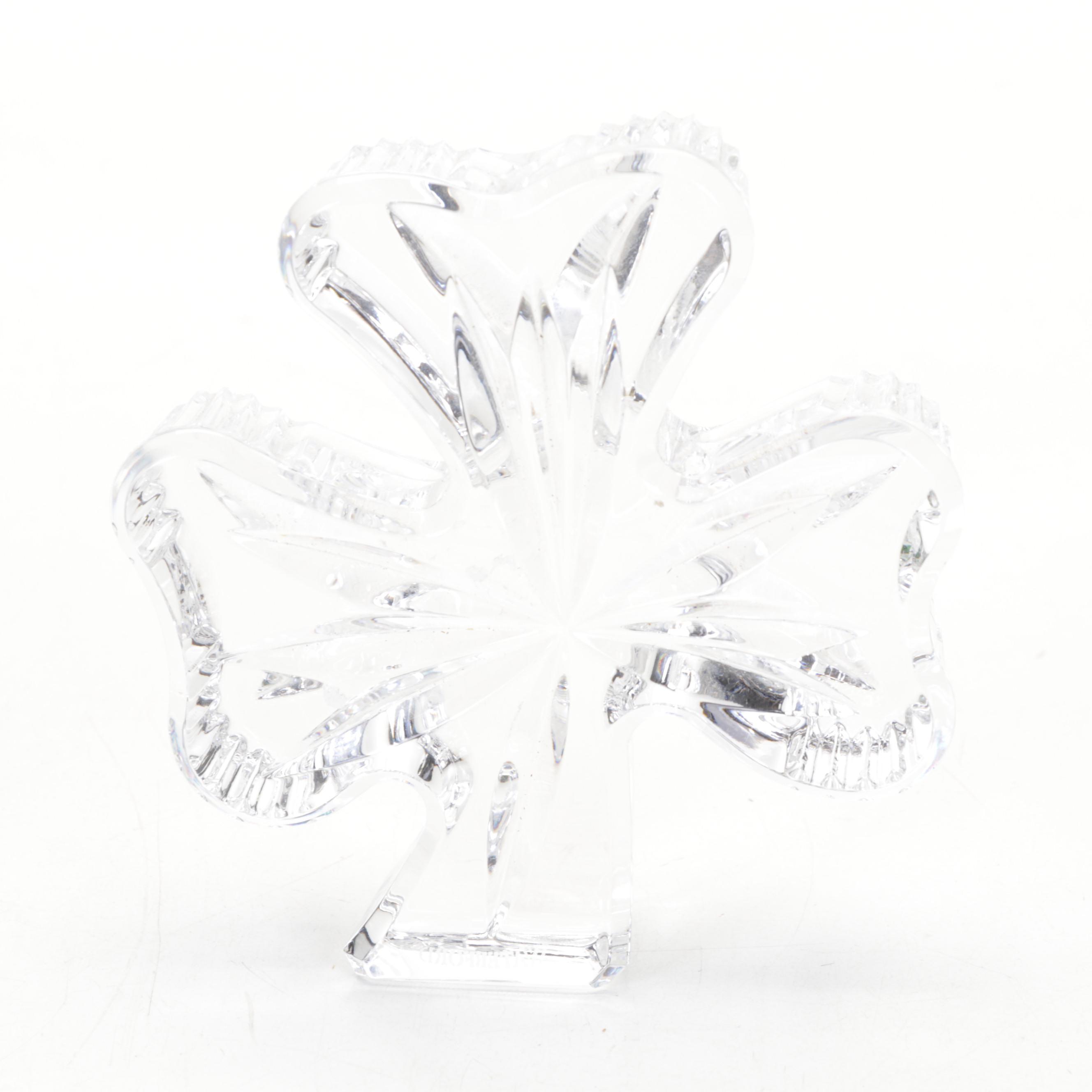 Anchor Hocking "Bubble Foot" Water Goblets With Waterford Shamrock Paperweight