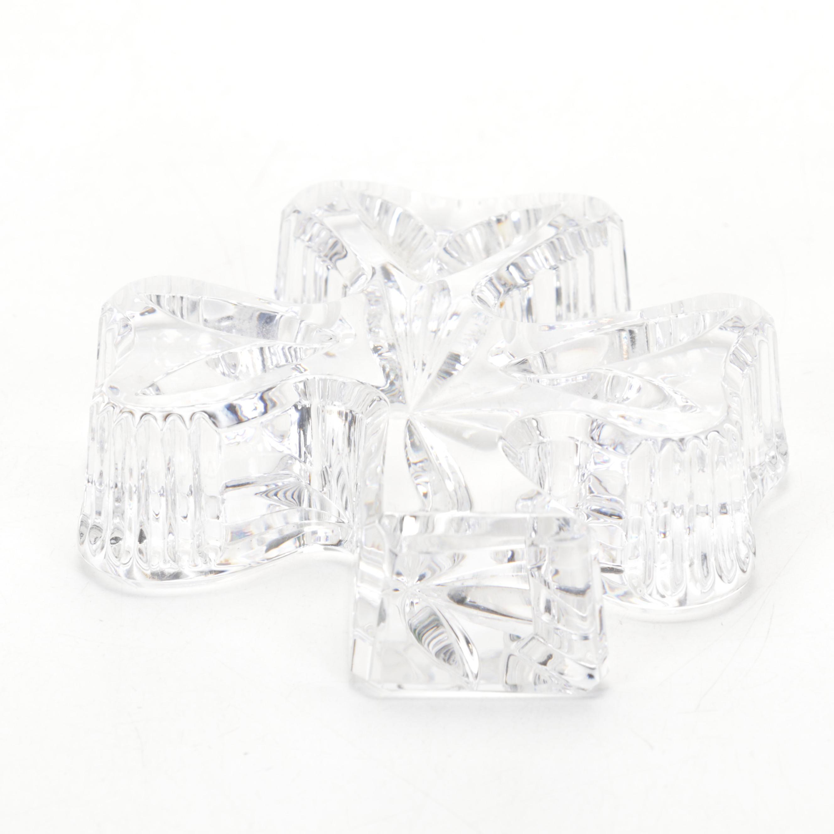 Anchor Hocking "Bubble Foot" Water Goblets With Waterford Shamrock Paperweight