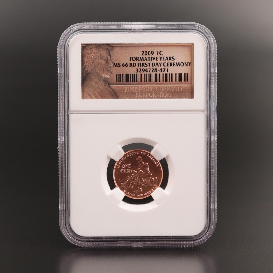 NGC Graded MS66 RD 2009 First Day Ceremony "Formative Years" Lincoln Cent