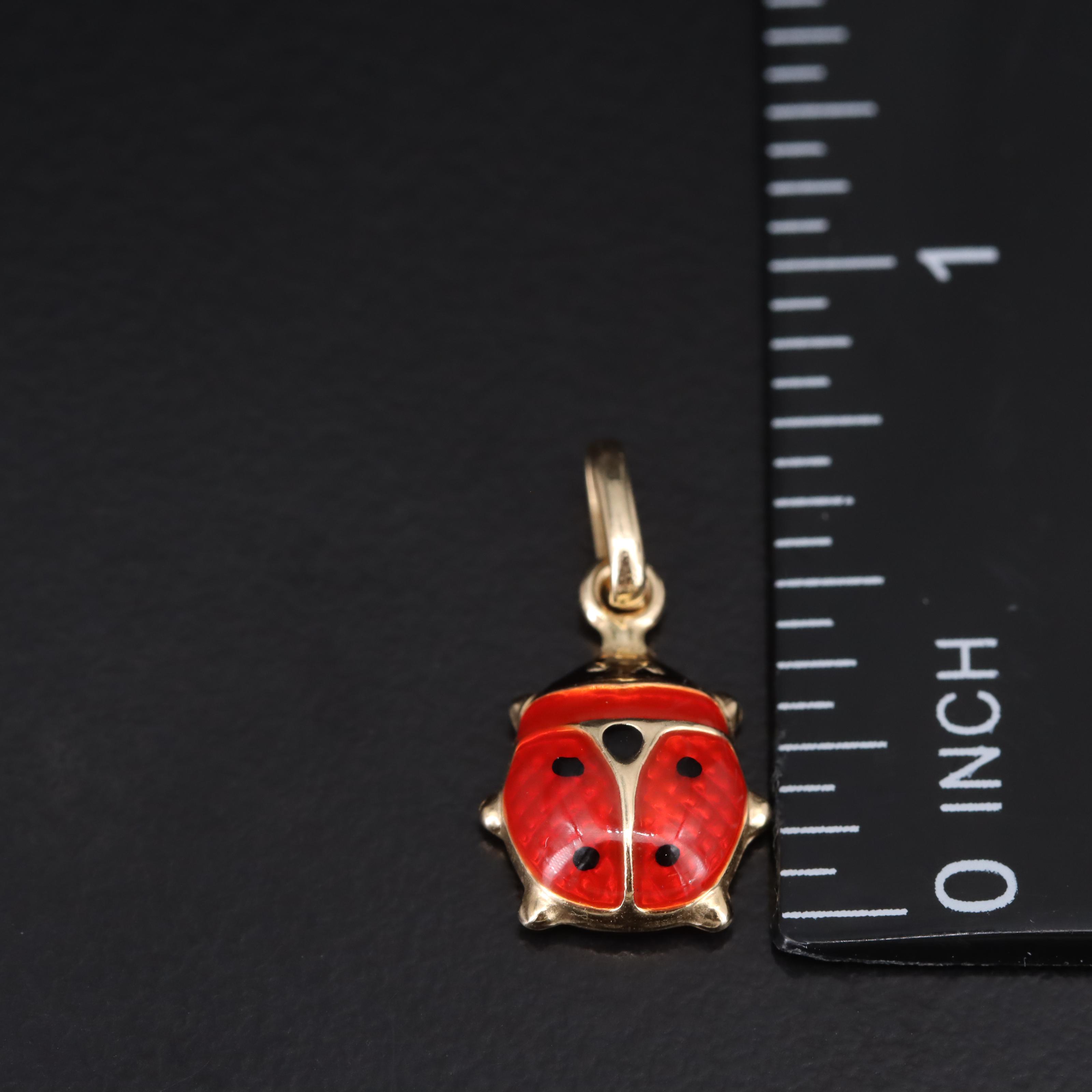 14K Enamel Lady Bug Pendant