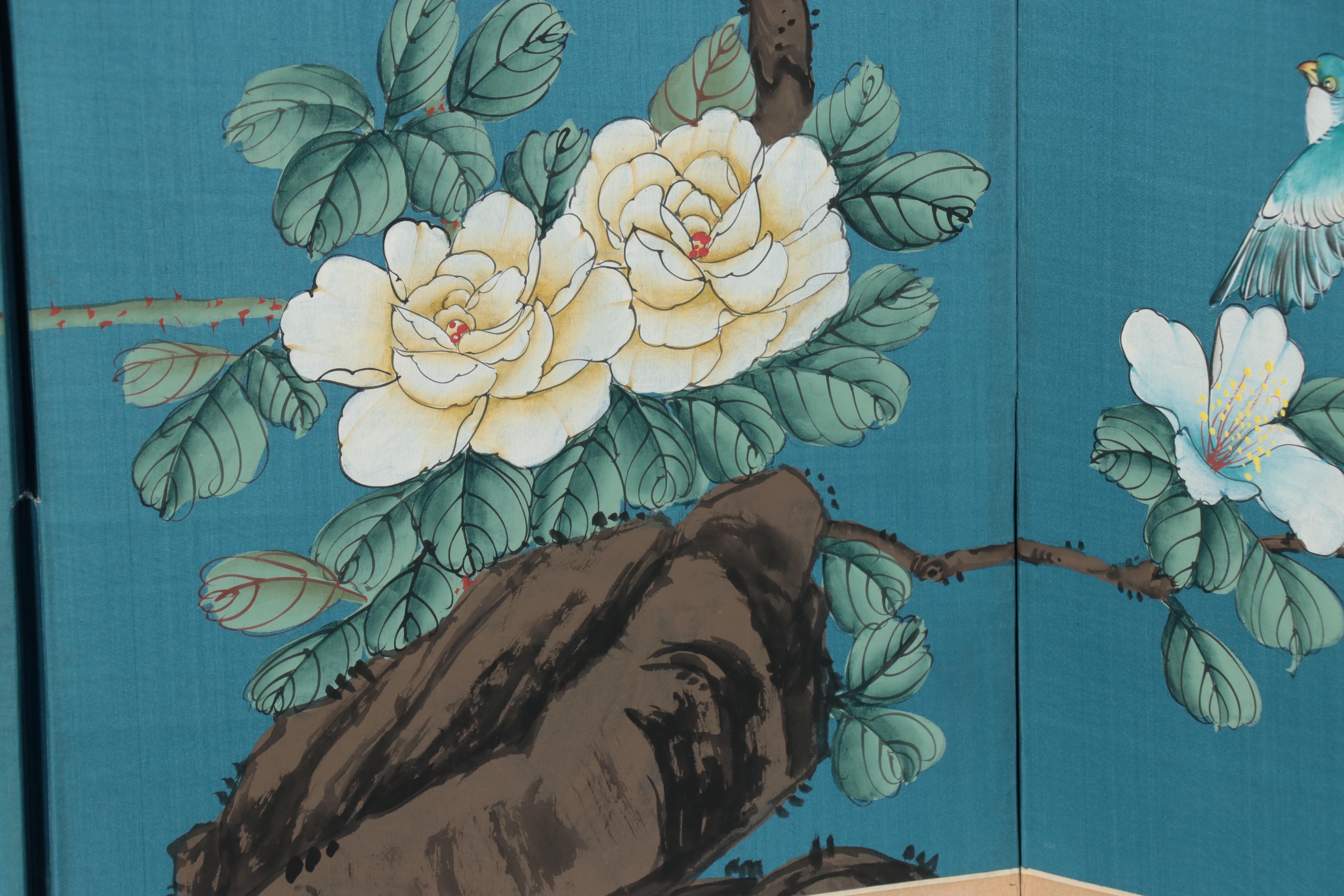 East Asian Hand-Painted Table Screen or Divider