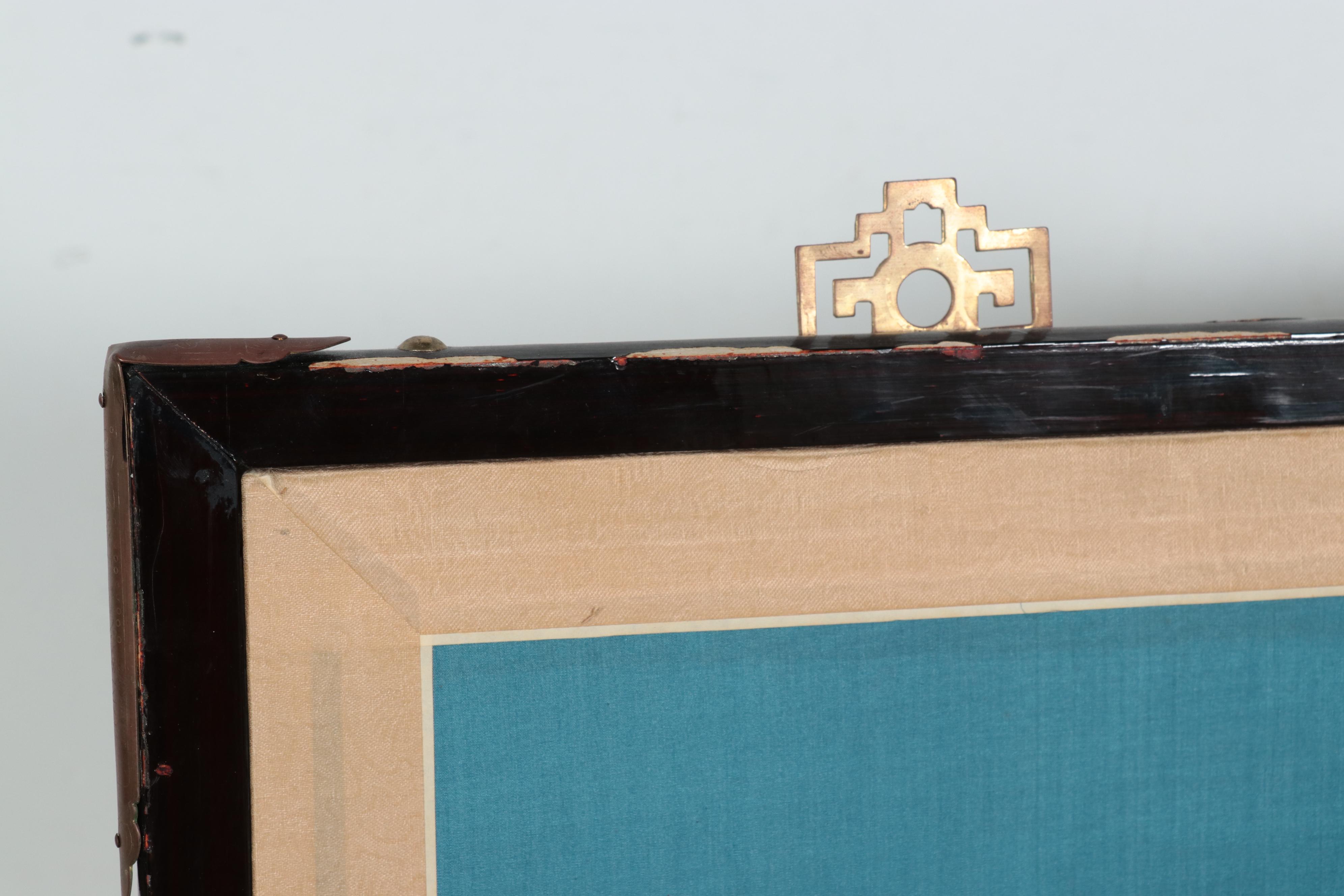 East Asian Hand-Painted Table Screen or Divider