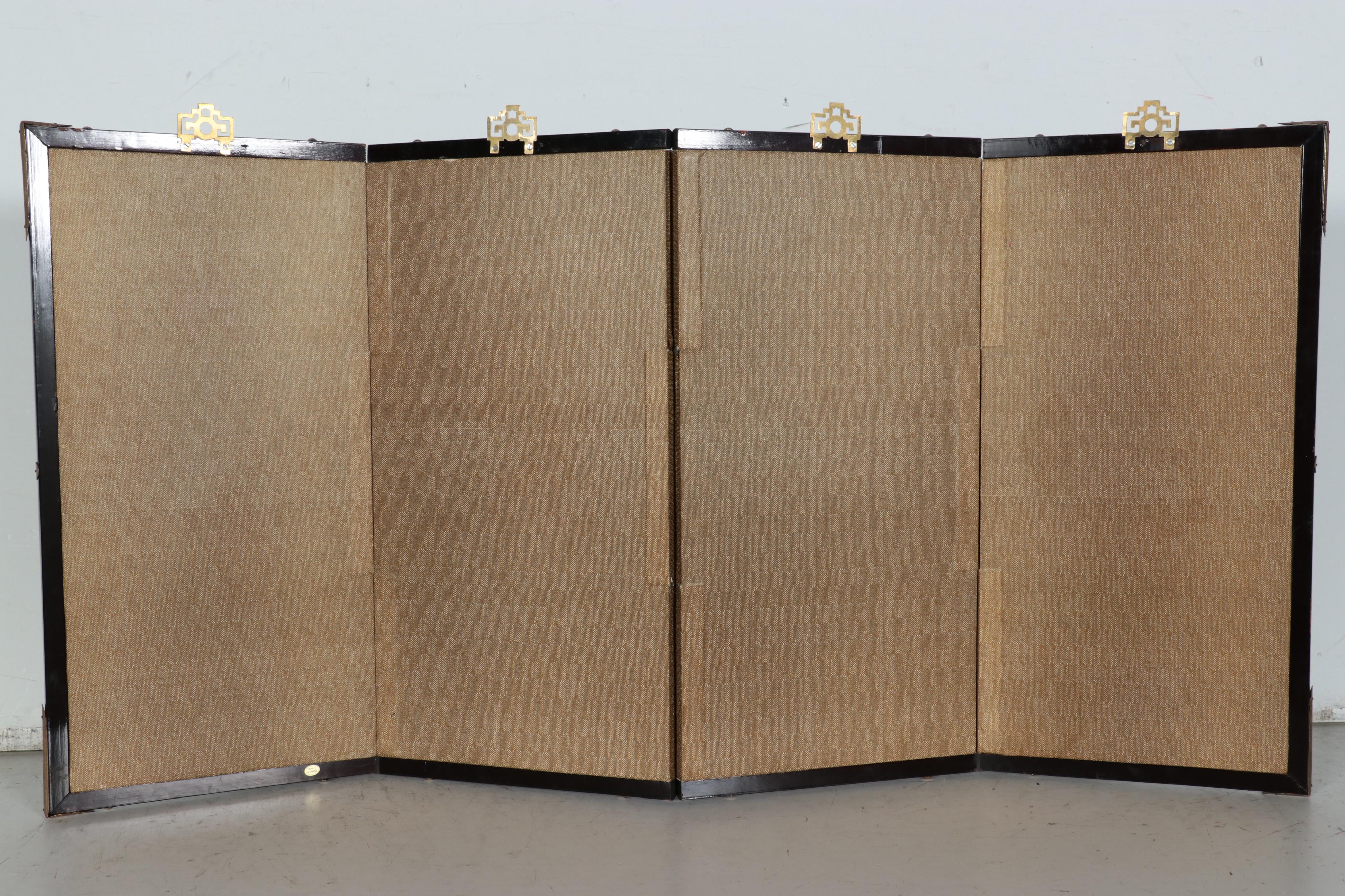 East Asian Hand-Painted Table Screen or Divider