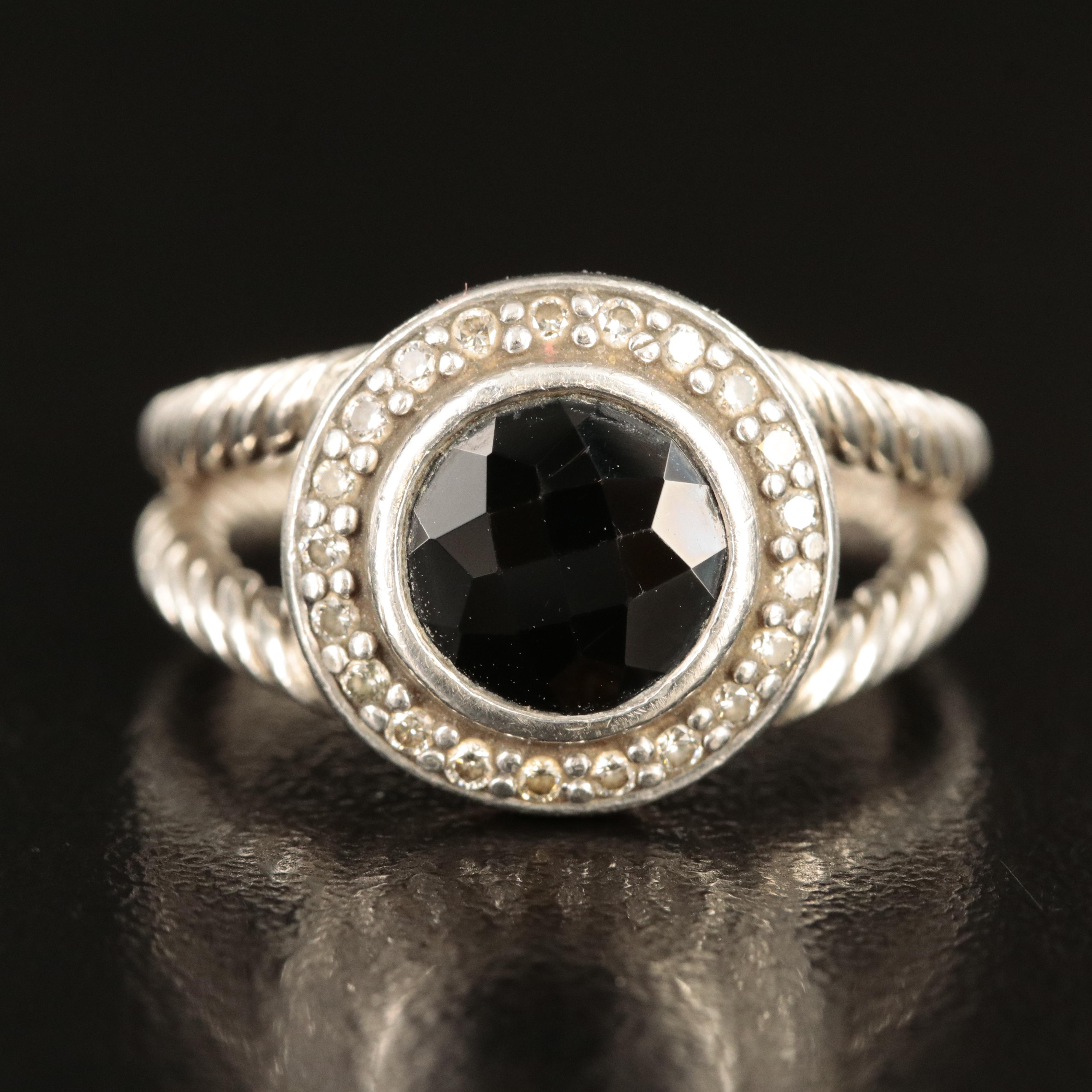David Yurman "Noblesse" Sterling Black Onyx Ring