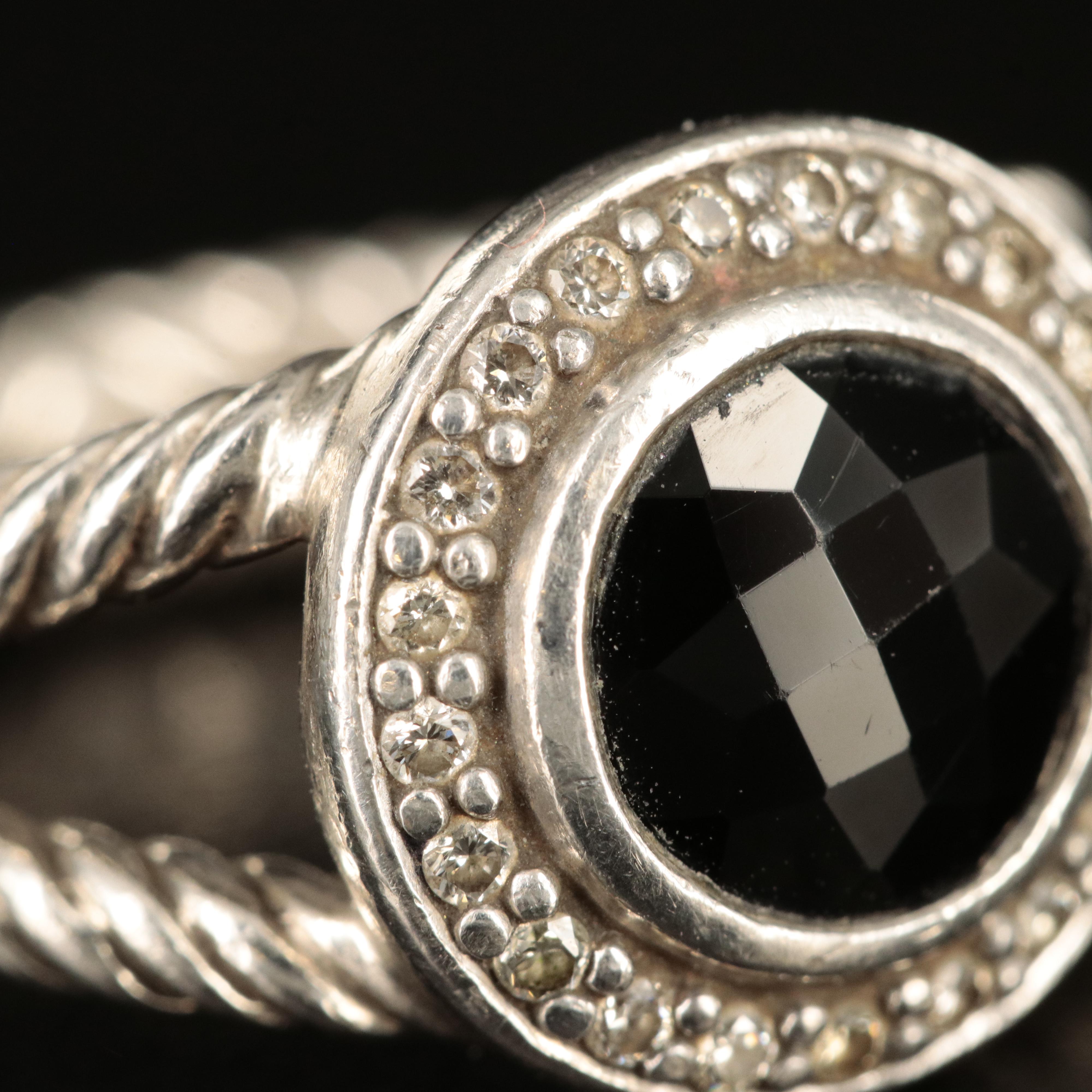 David Yurman "Noblesse" Sterling Black Onyx Ring