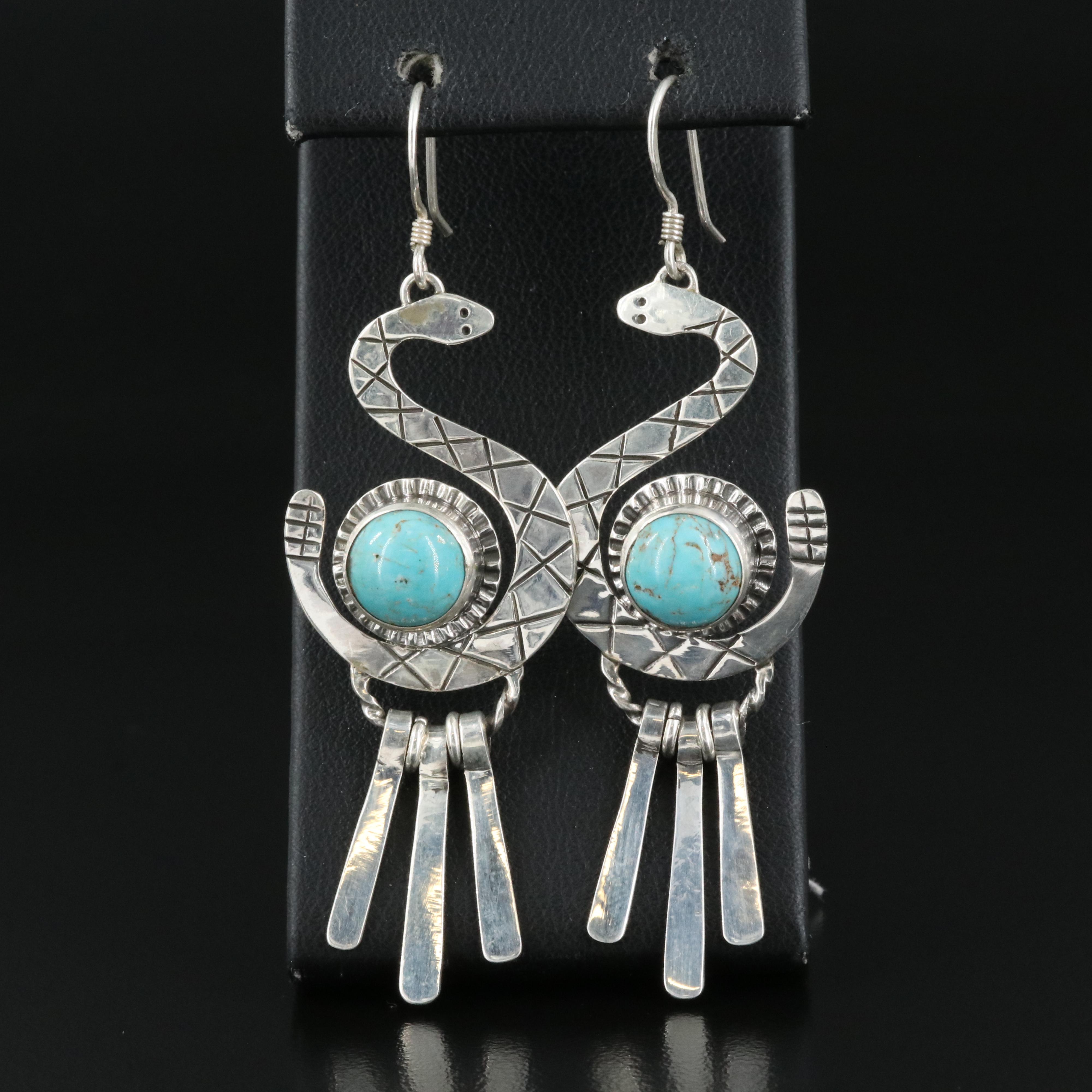 Sterling Turquoise Snake Earrings