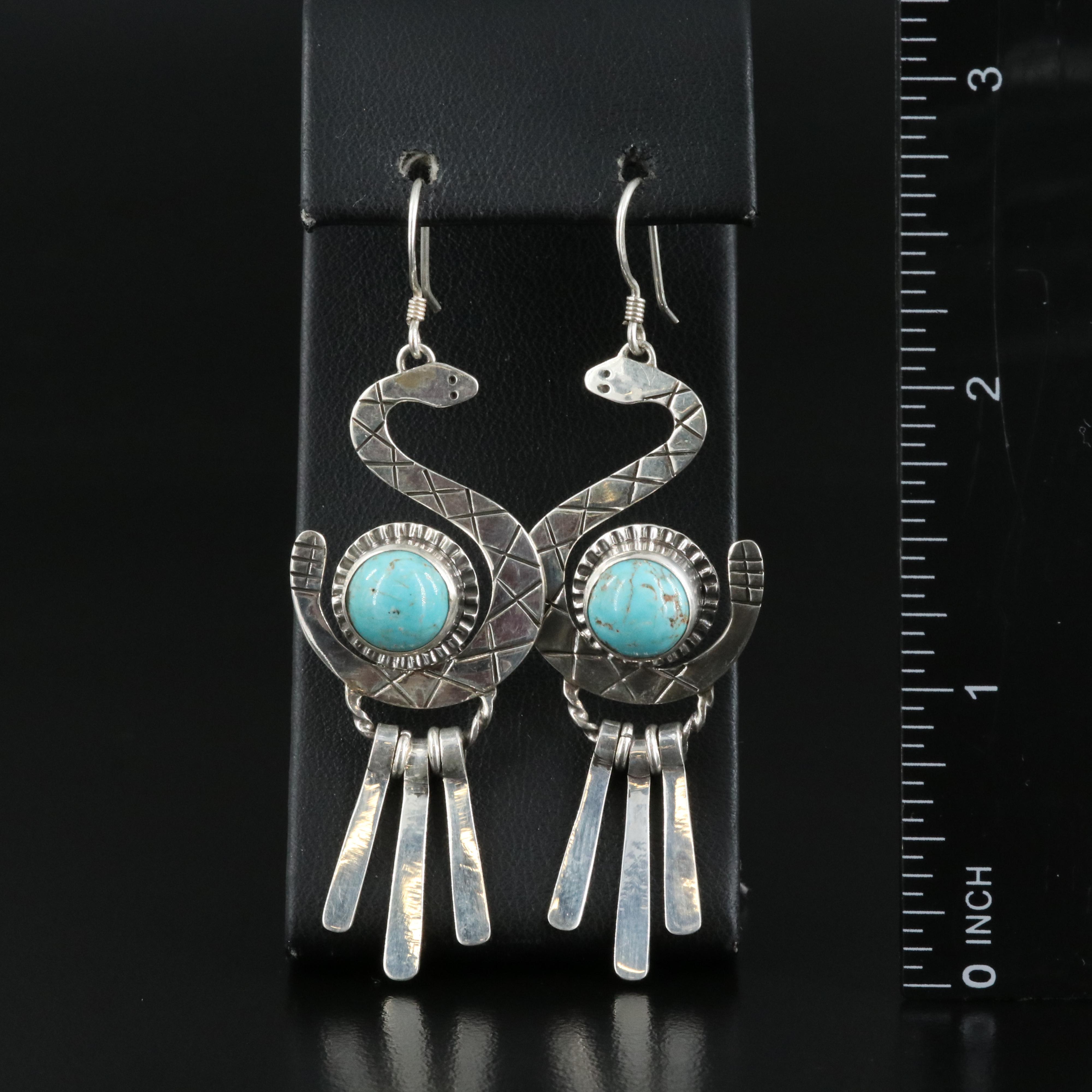 Sterling Turquoise Snake Earrings