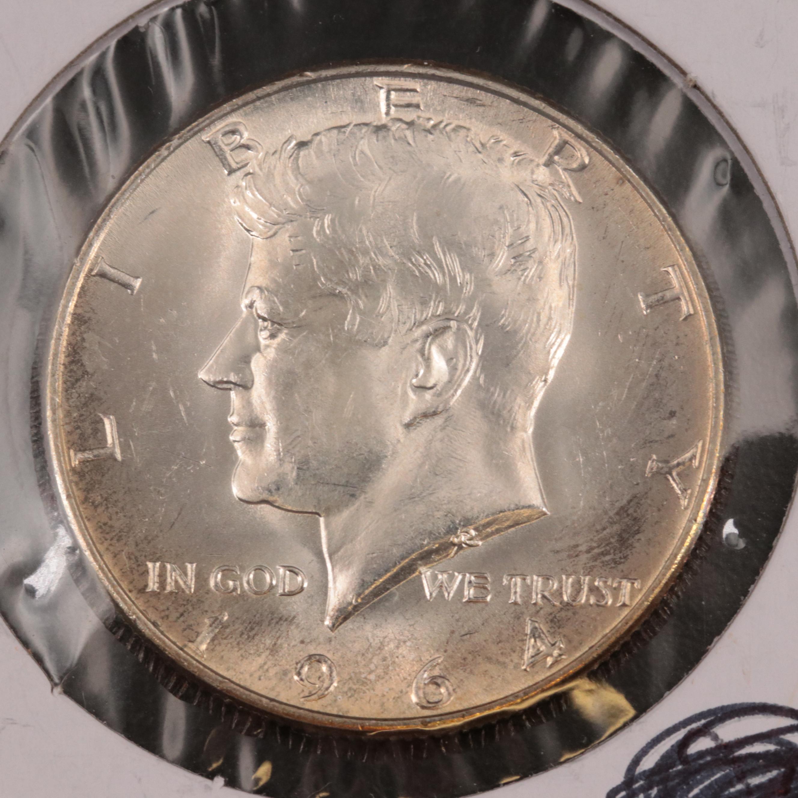 Two Uncirculated Silver Kennedy Half Dollars and 2010-D Hot Springs Quarter