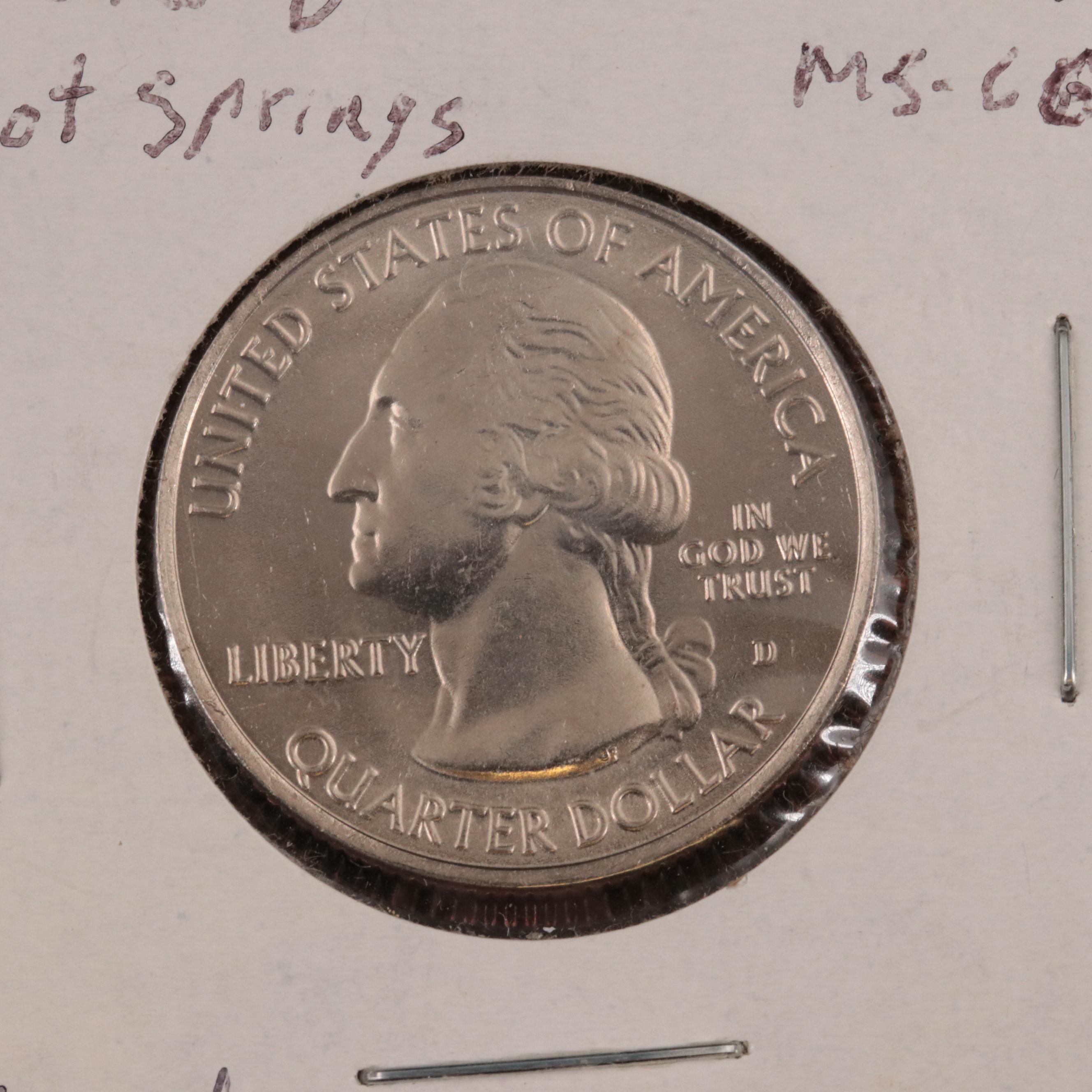 Two Uncirculated Silver Kennedy Half Dollars and 2010-D Hot Springs Quarter