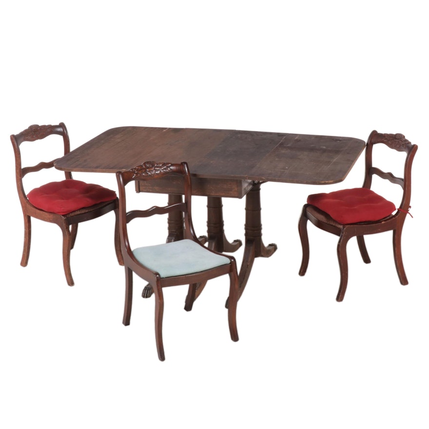 Four-Piece Classical Style Mahogany-Stained Dining Set, 20th Century