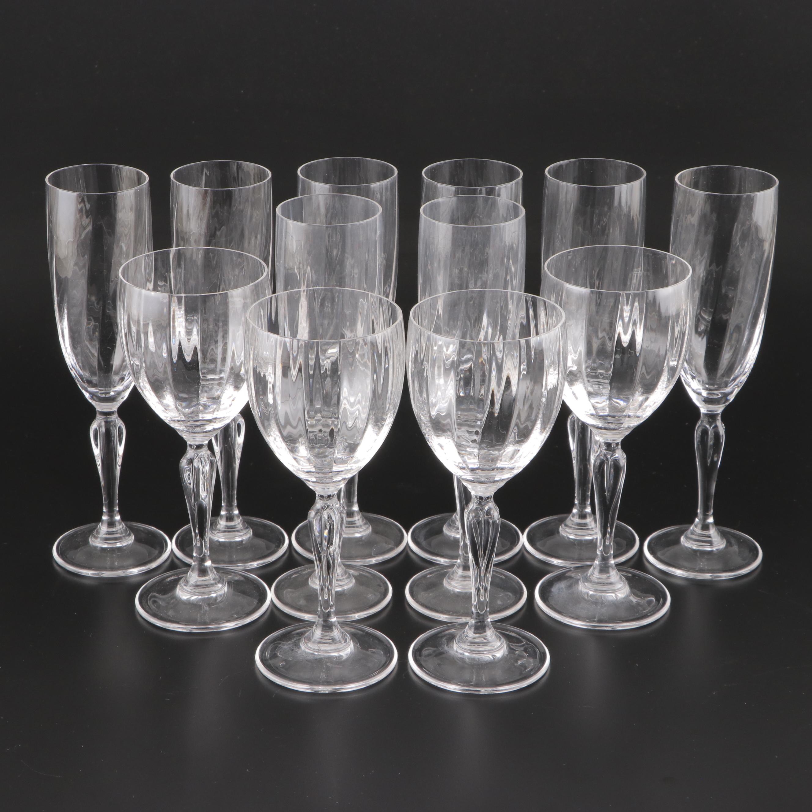 Swirl Optic Bowl Crystal Champagne Flutes and Wine Glasses