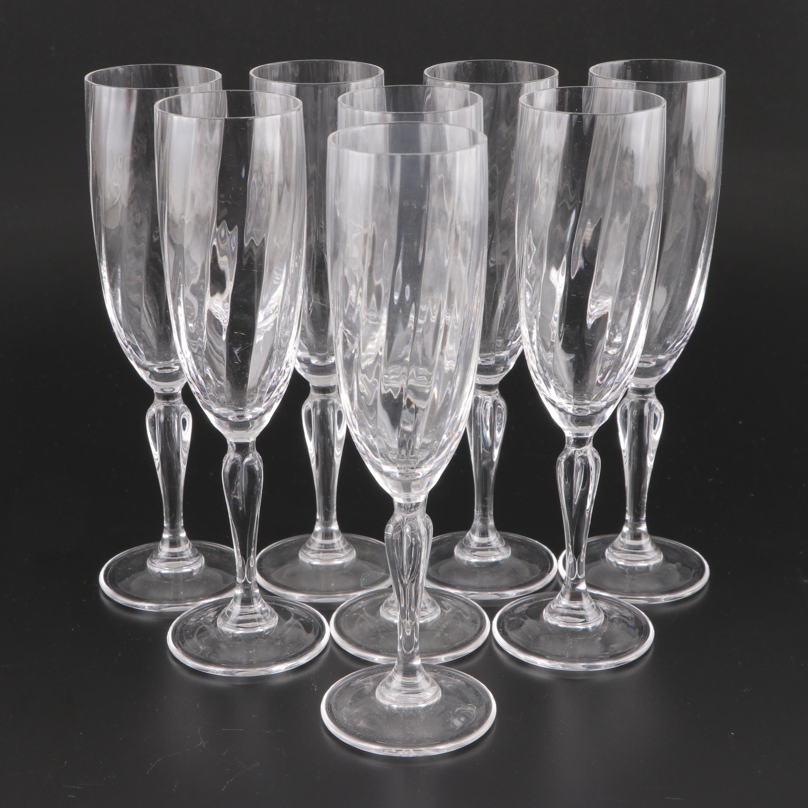 Swirl Optic Bowl Crystal Champagne Flutes and Wine Glasses