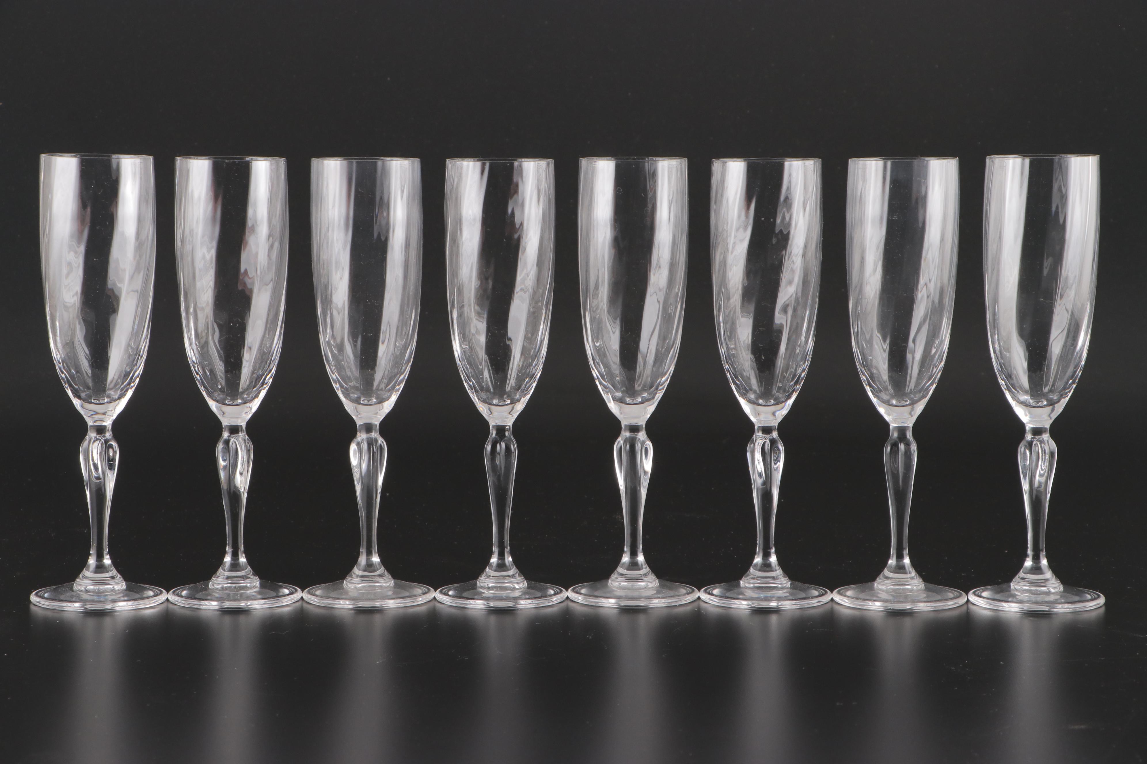 Swirl Optic Bowl Crystal Champagne Flutes and Wine Glasses