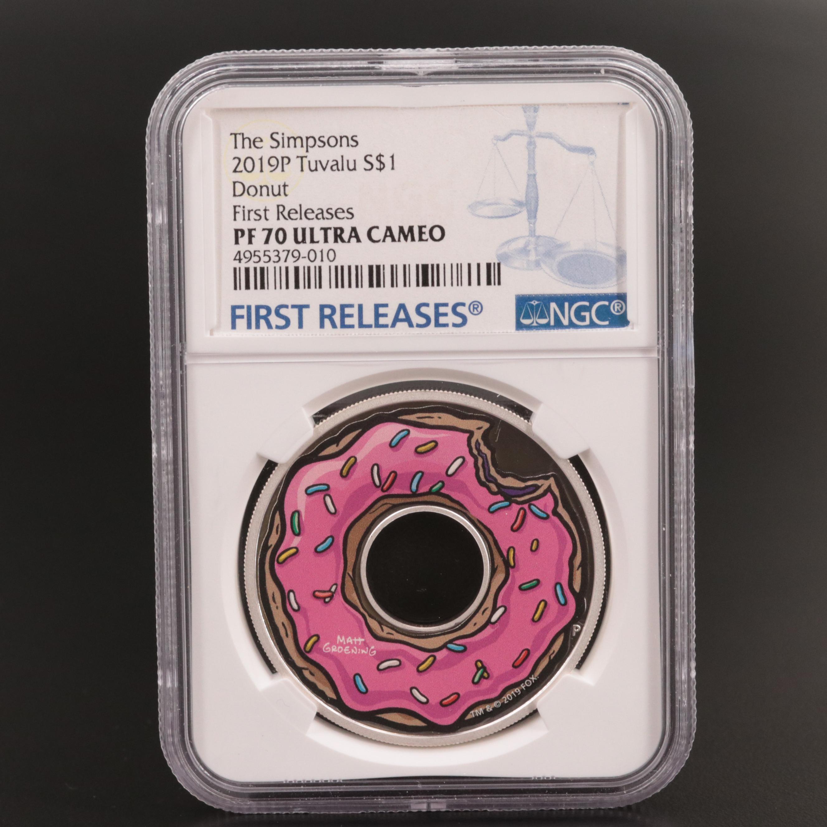 NGC Graded PF70 Ultra Cameo Early Release 2019-P Tuvalu $1 "The Simpsons" Coin