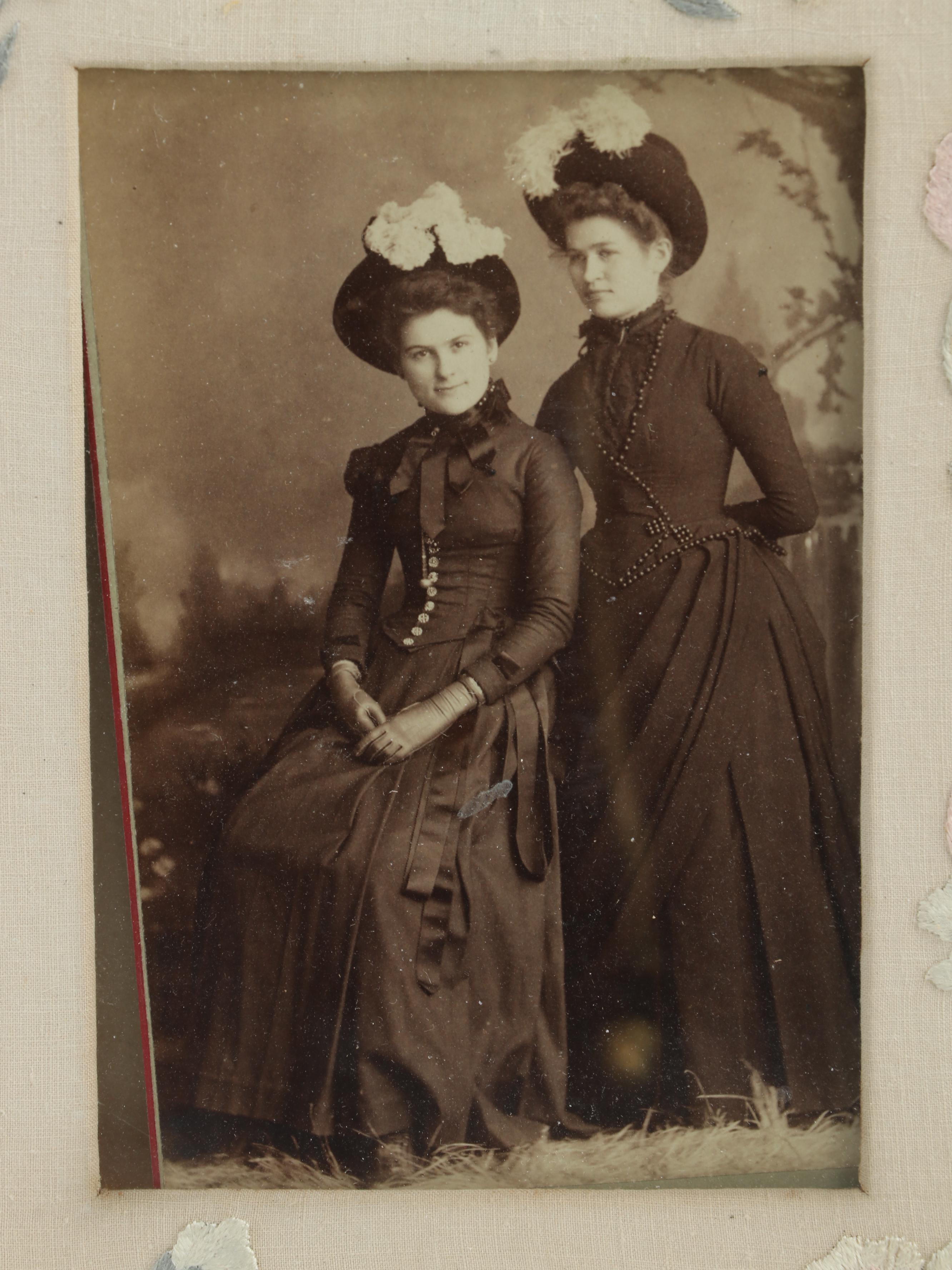 Silver Print Portrait Photographs of Ladies With Sewing Supplies, 19th Century