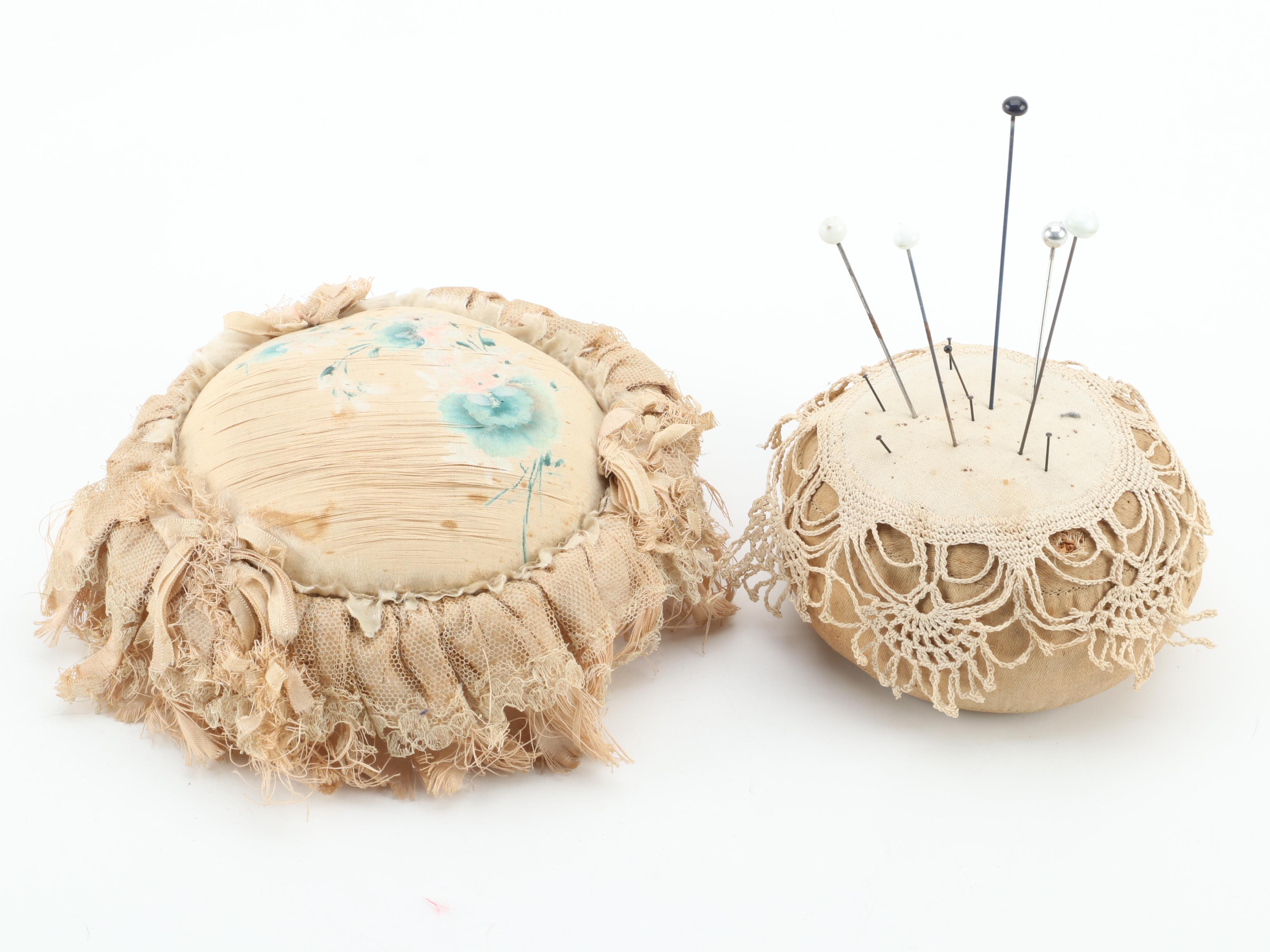 Silver Print Portrait Photographs of Ladies With Sewing Supplies, 19th Century