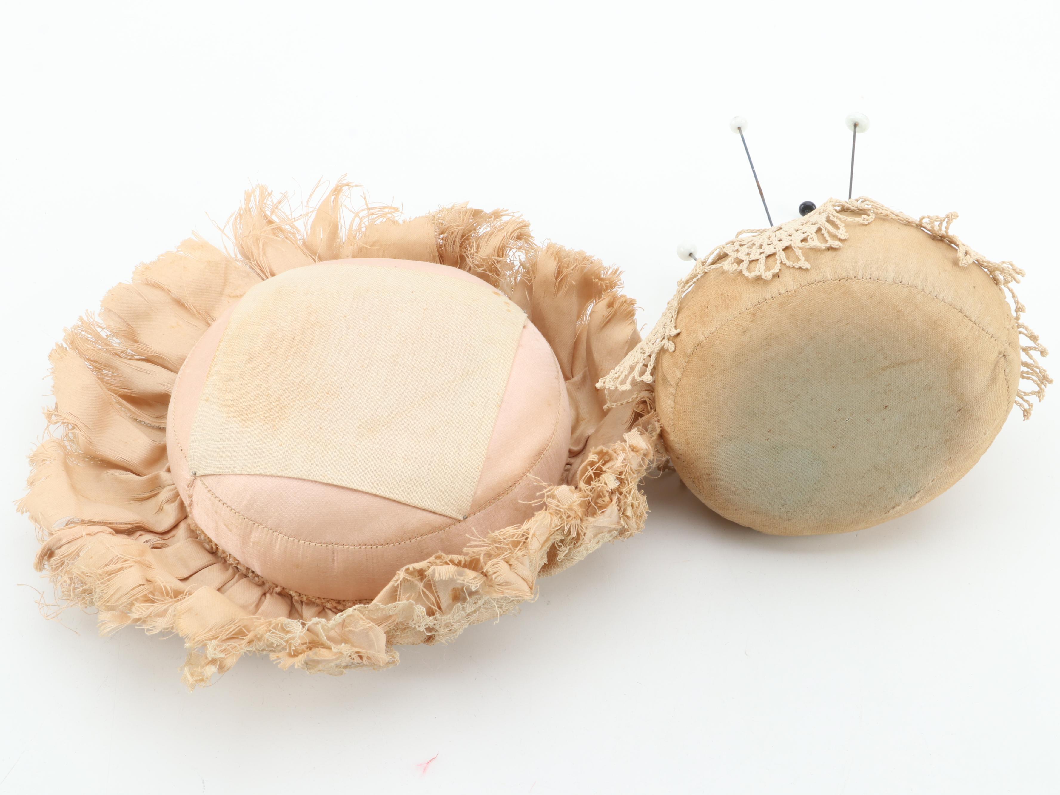 Silver Print Portrait Photographs of Ladies With Sewing Supplies, 19th Century