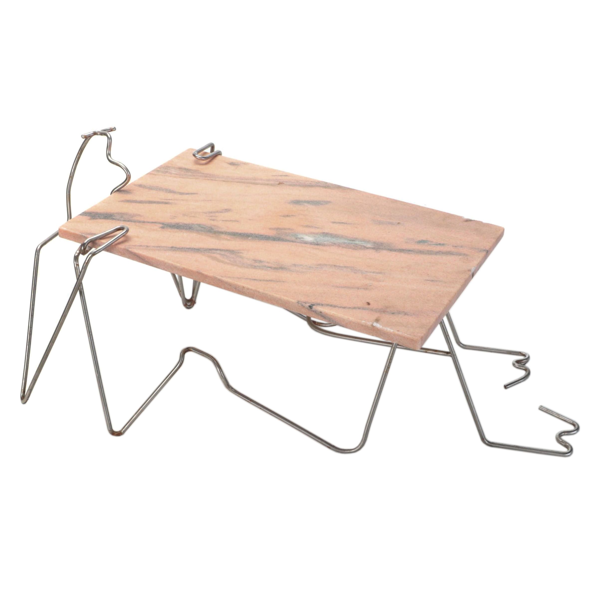 Sculptural Post Modern Wire and Marble Coffee Table