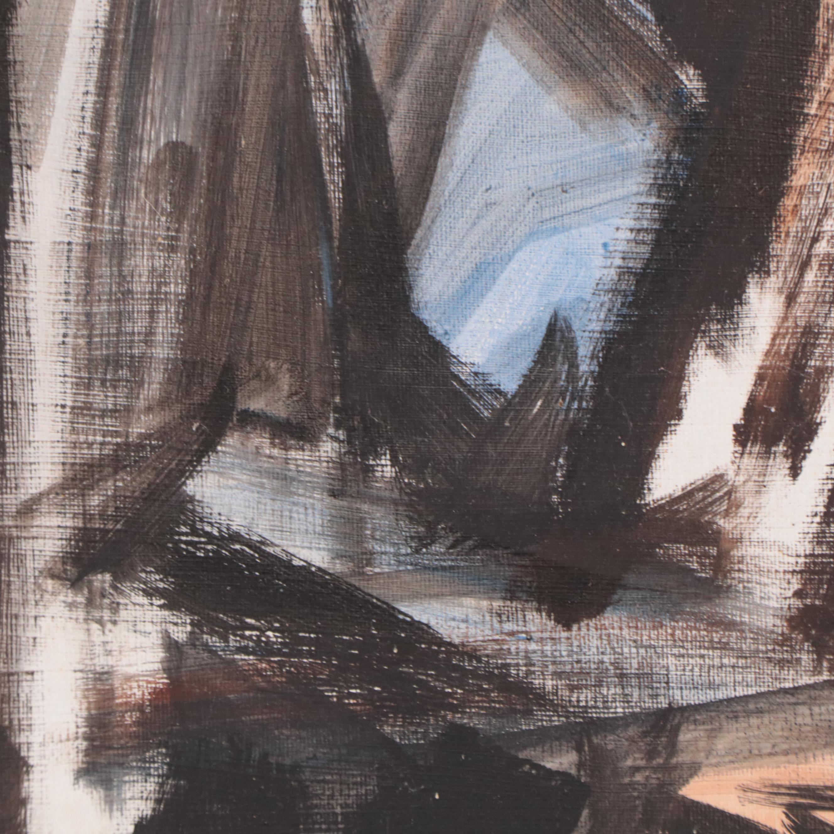 Figural Acrylic Painting of a Man in a Hat, Late 20th Century