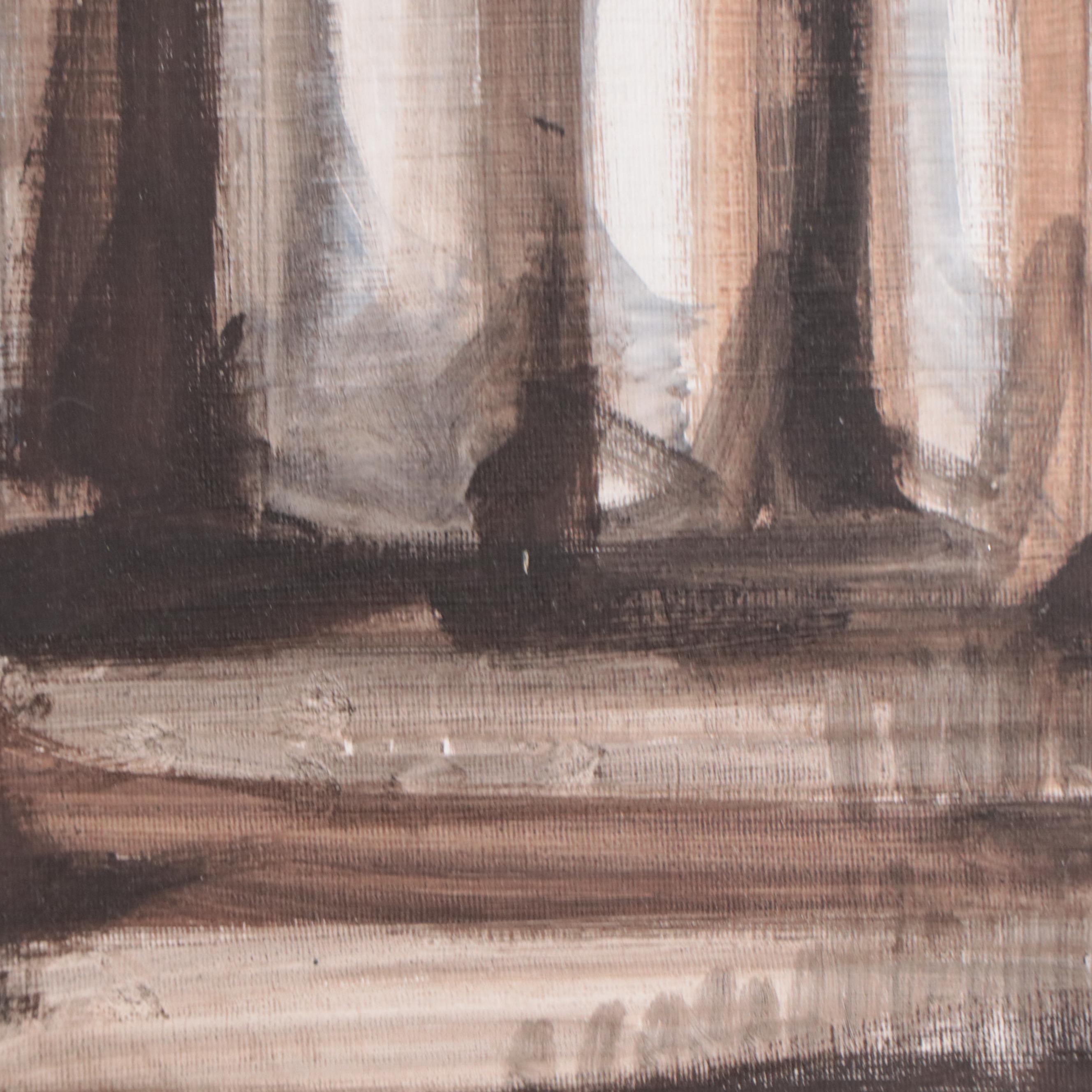 Figural Acrylic Painting of a Man in a Hat, Late 20th Century