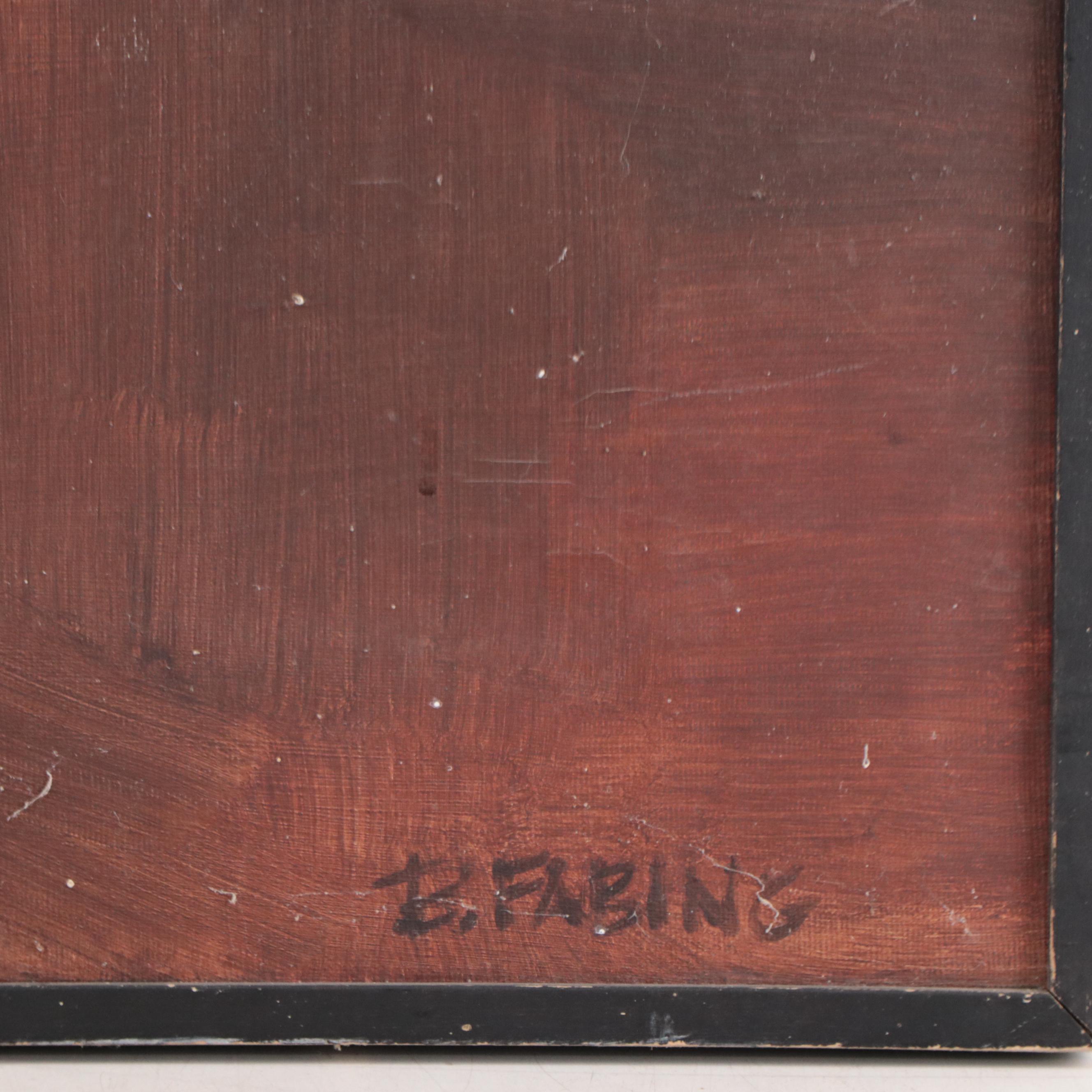 Figural Acrylic Painting of a Man in a Hat, Late 20th Century