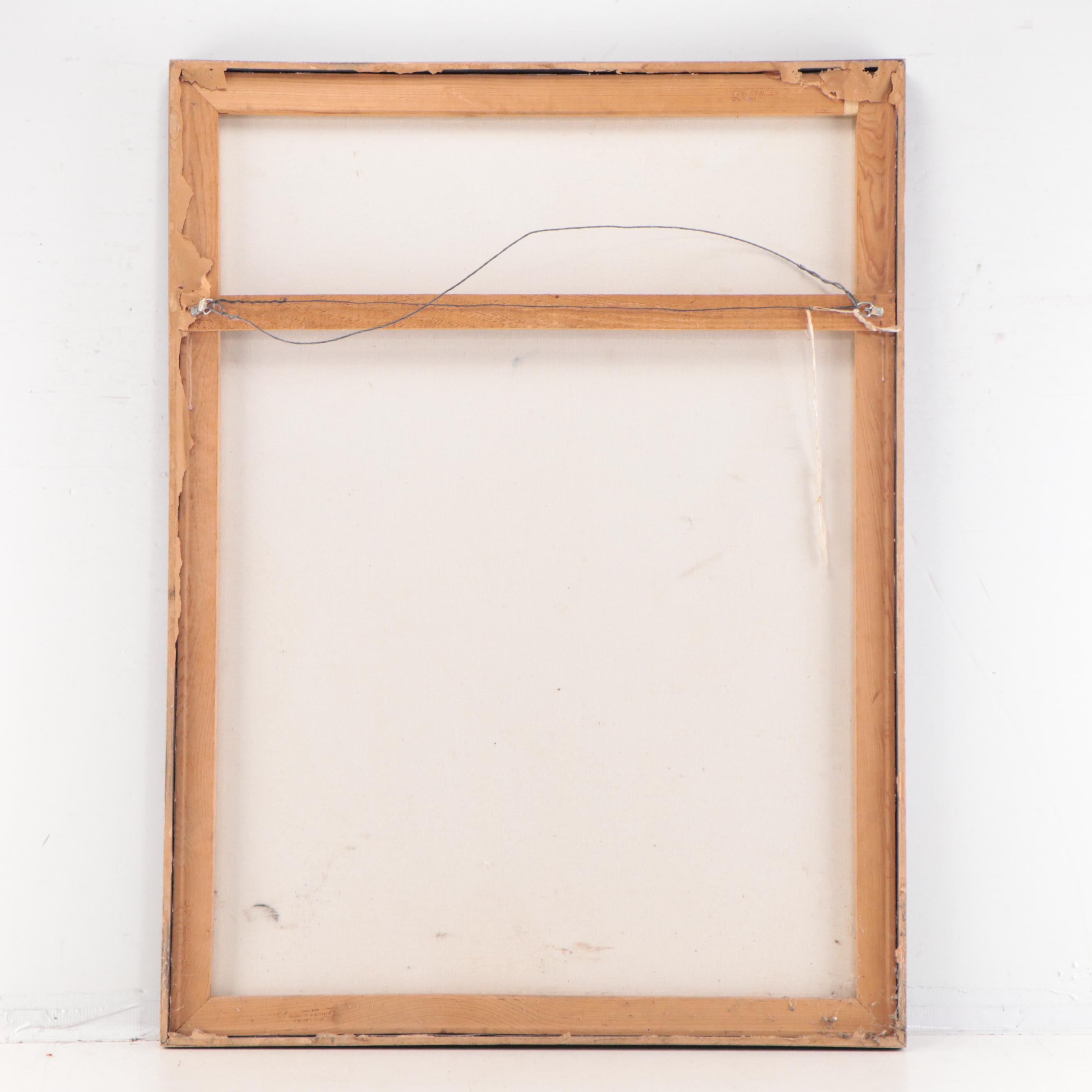 Figural Acrylic Painting of a Man in a Hat, Late 20th Century