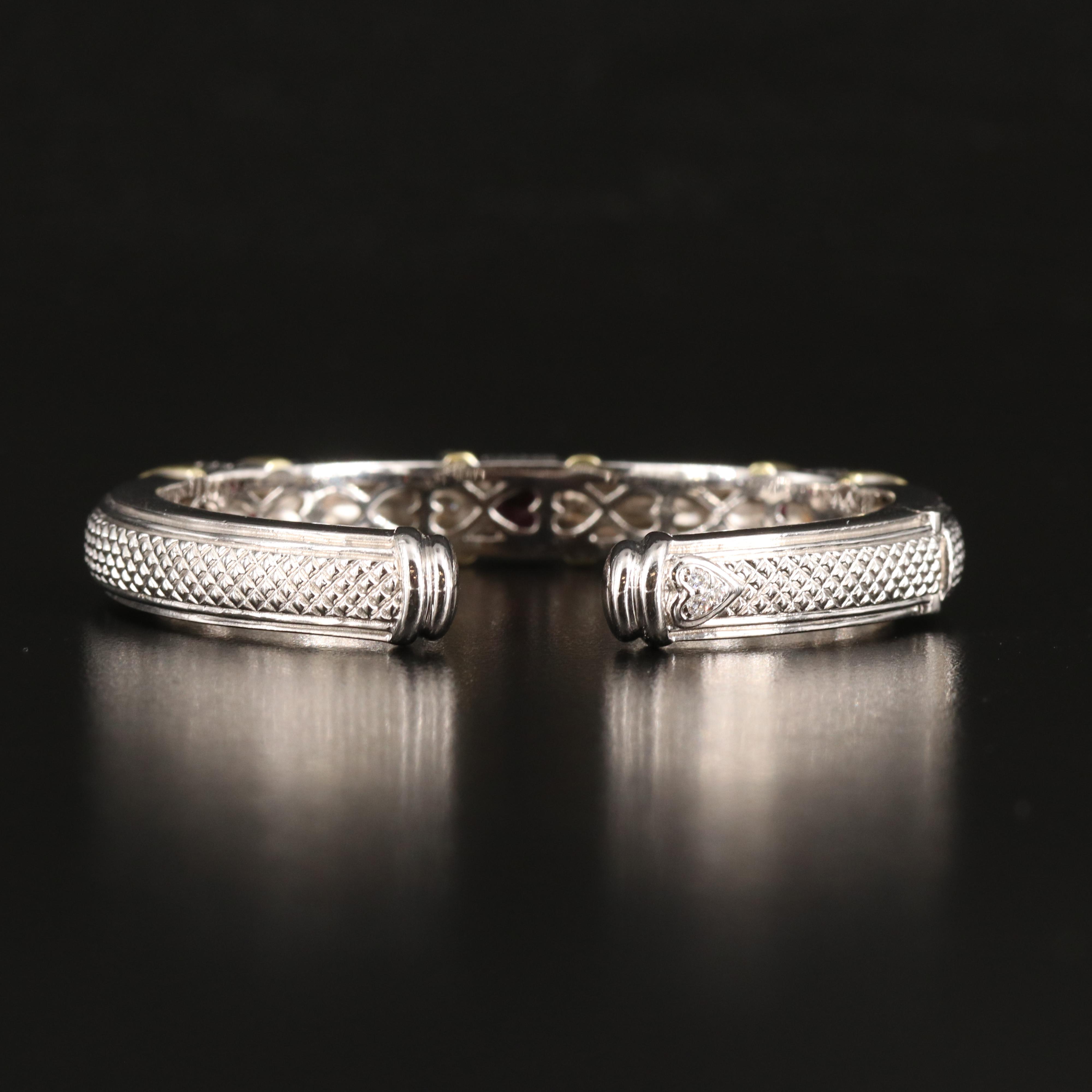 Judith Ripka Sterling Garnet Cuff with 18K Accents