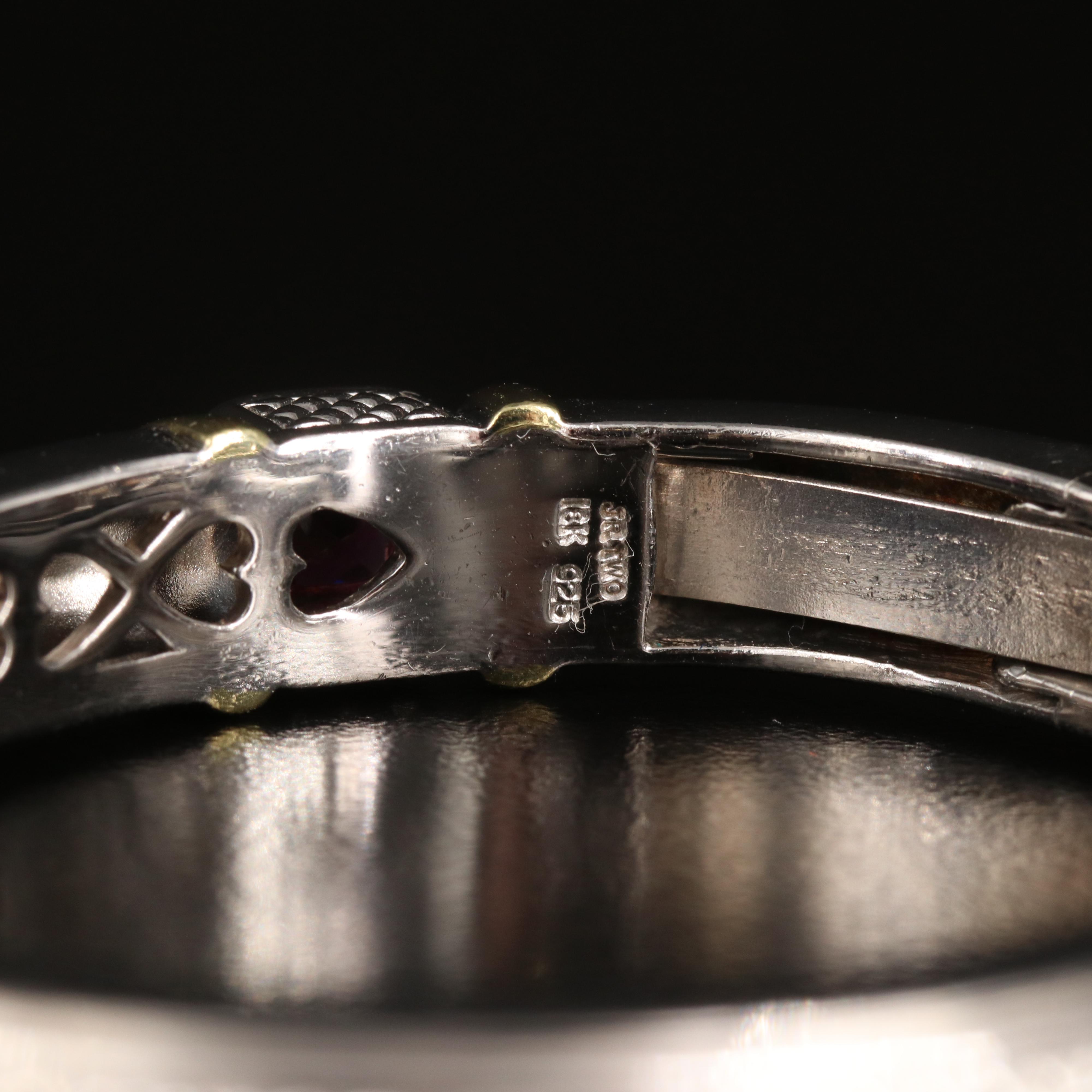 Judith Ripka Sterling Garnet Cuff with 18K Accents