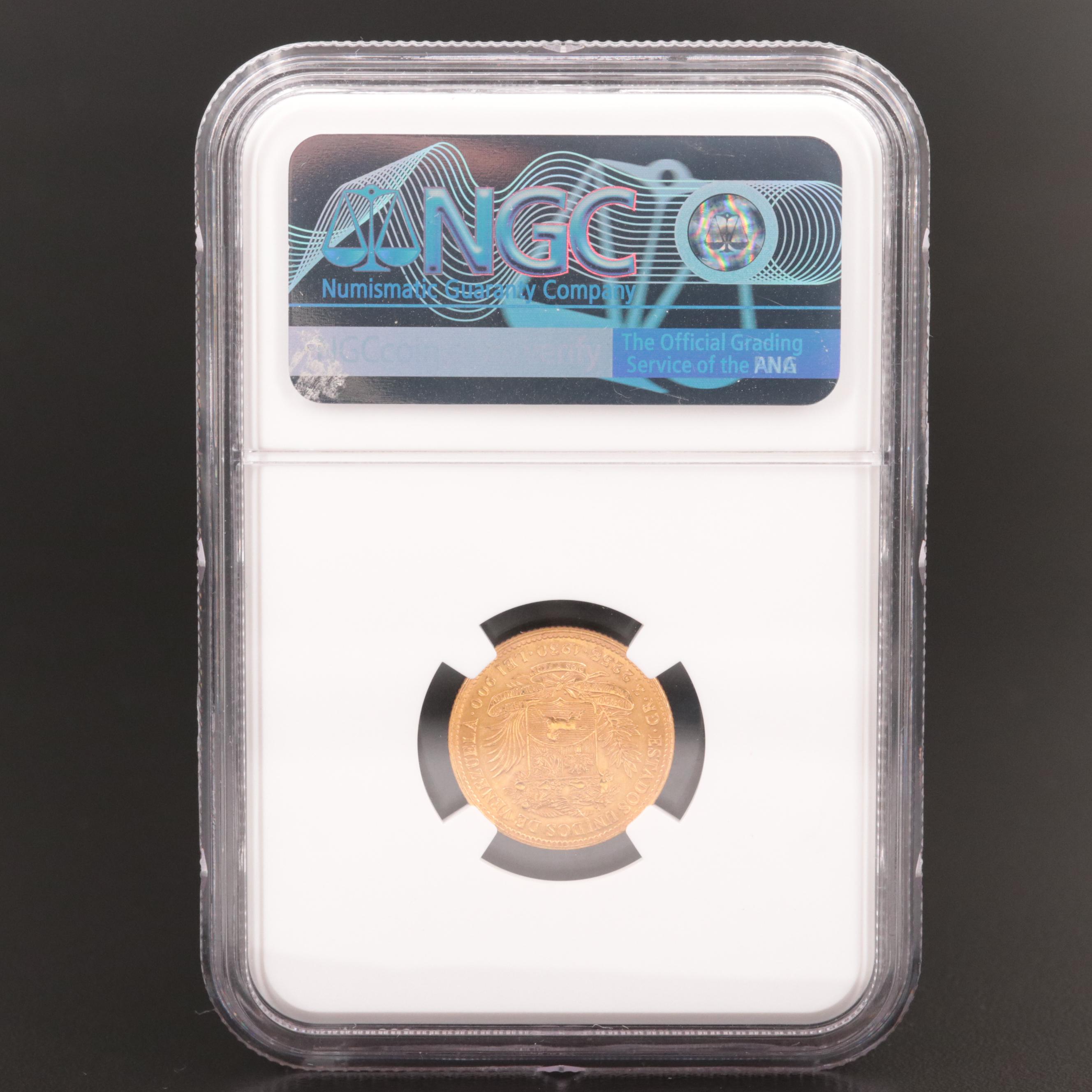 NGC Graded MS62 1930 Venezuela 10 Bolivars Gold Coin