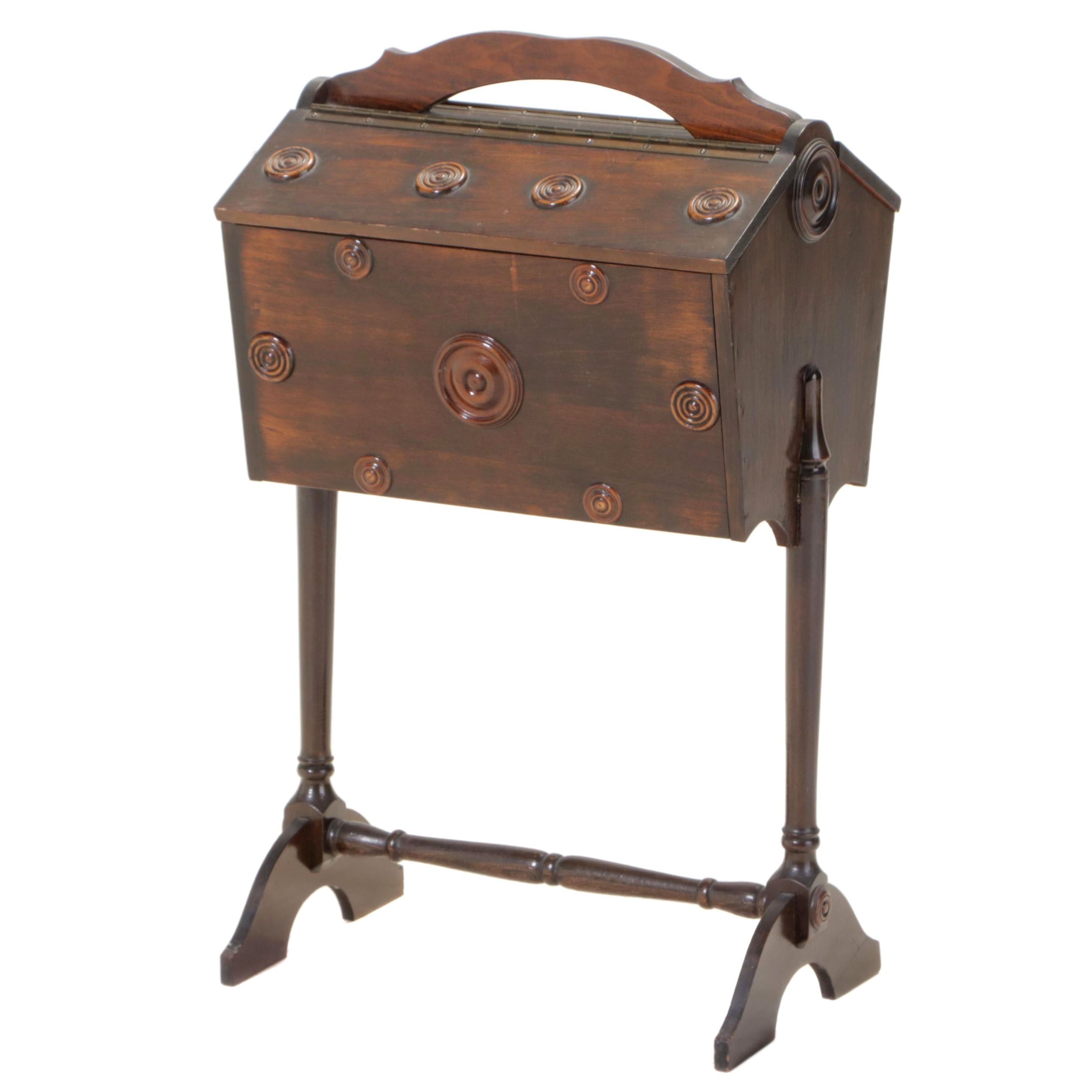 Colonial Style Mahogany-Stained Sewing Stand, Early to Mid 20th Century