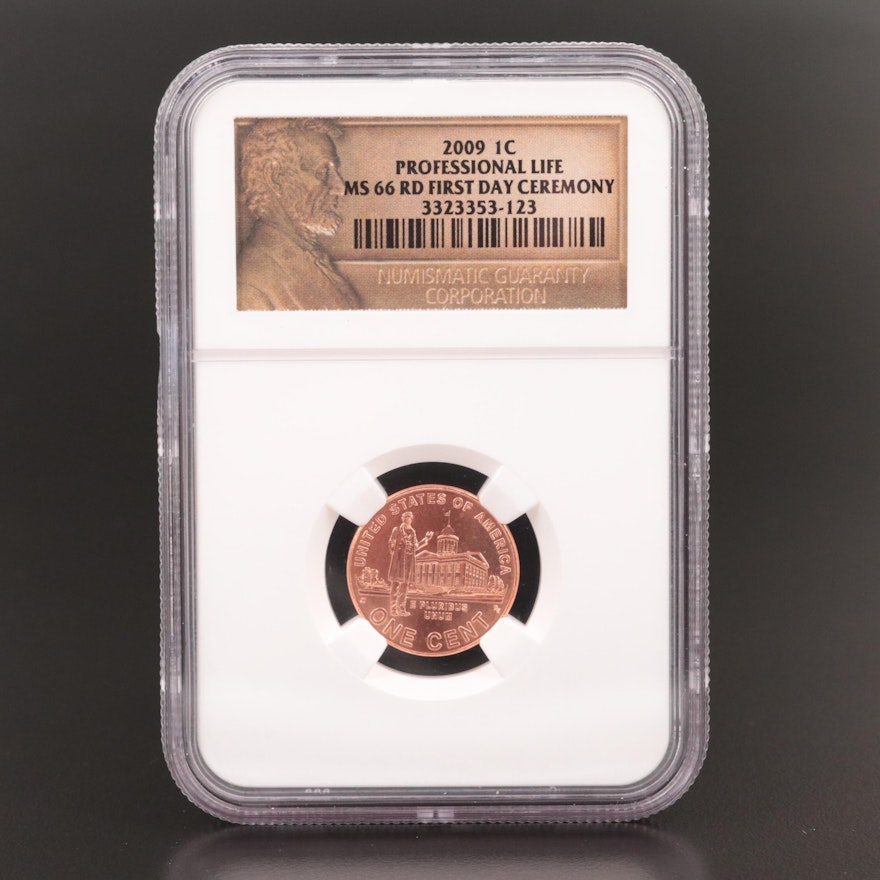 NGC Graded MS66 RD 2009 First Day Ceremony "Professional Life" Lincoln Cent