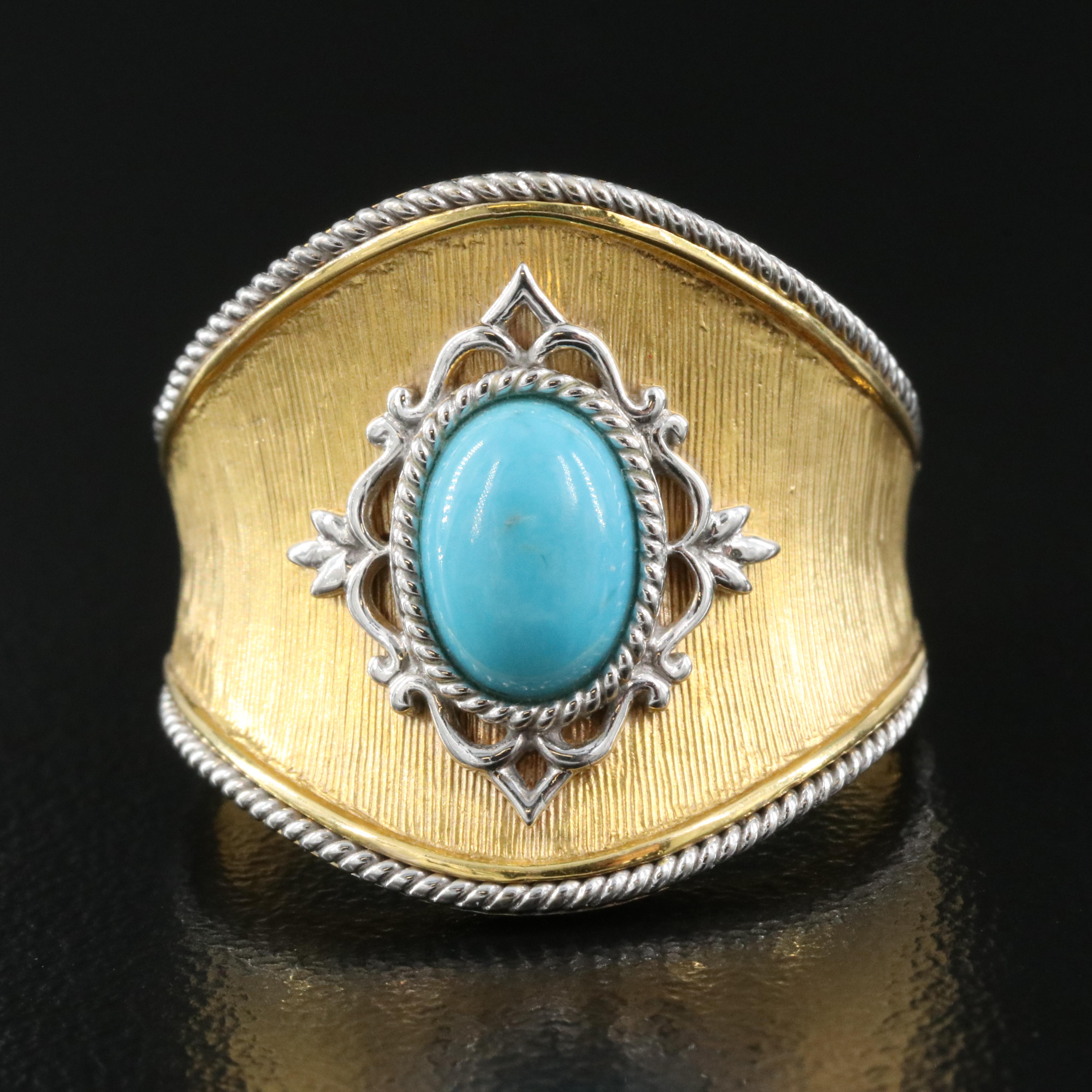 14K Turquoise Saddle Ring