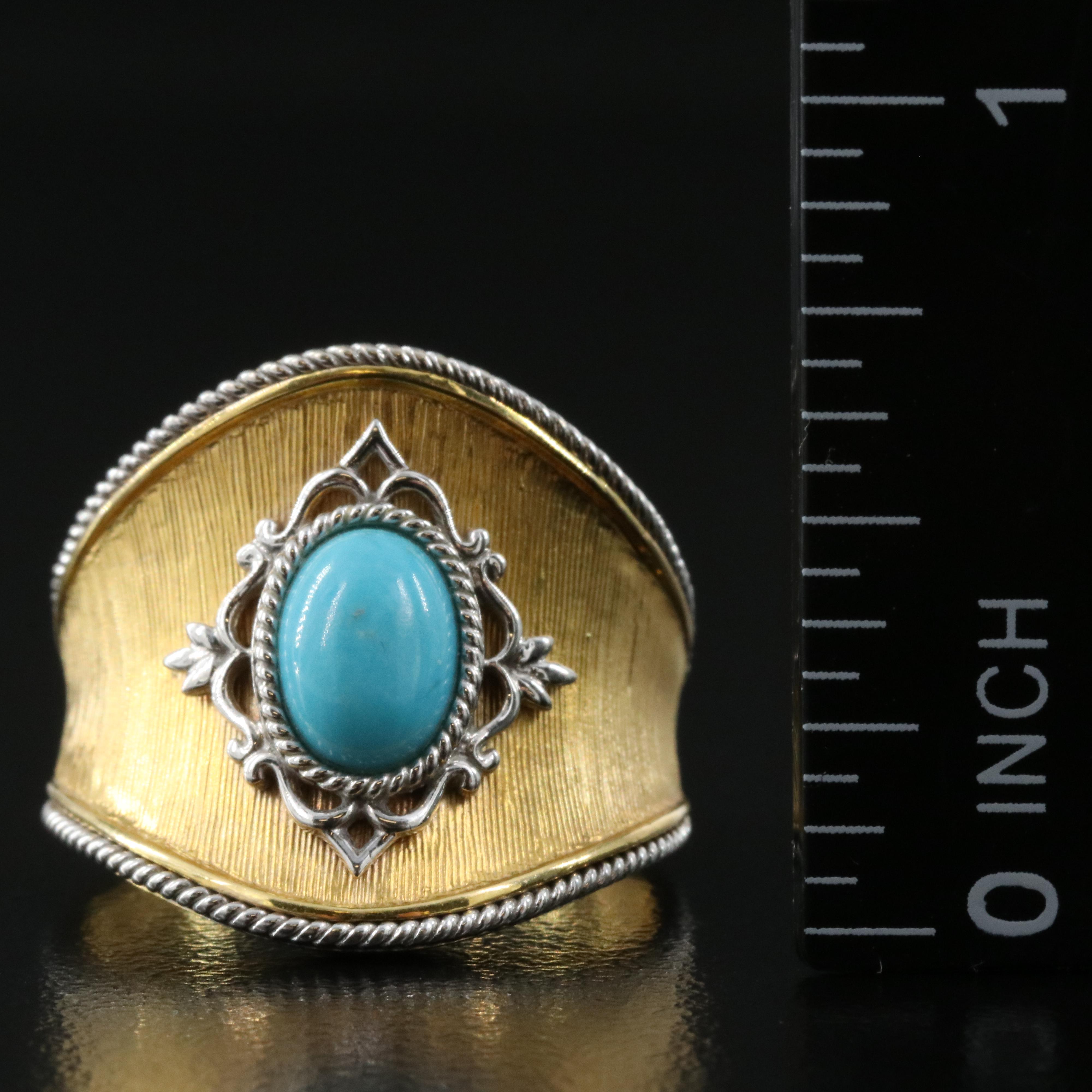 14K Turquoise Saddle Ring