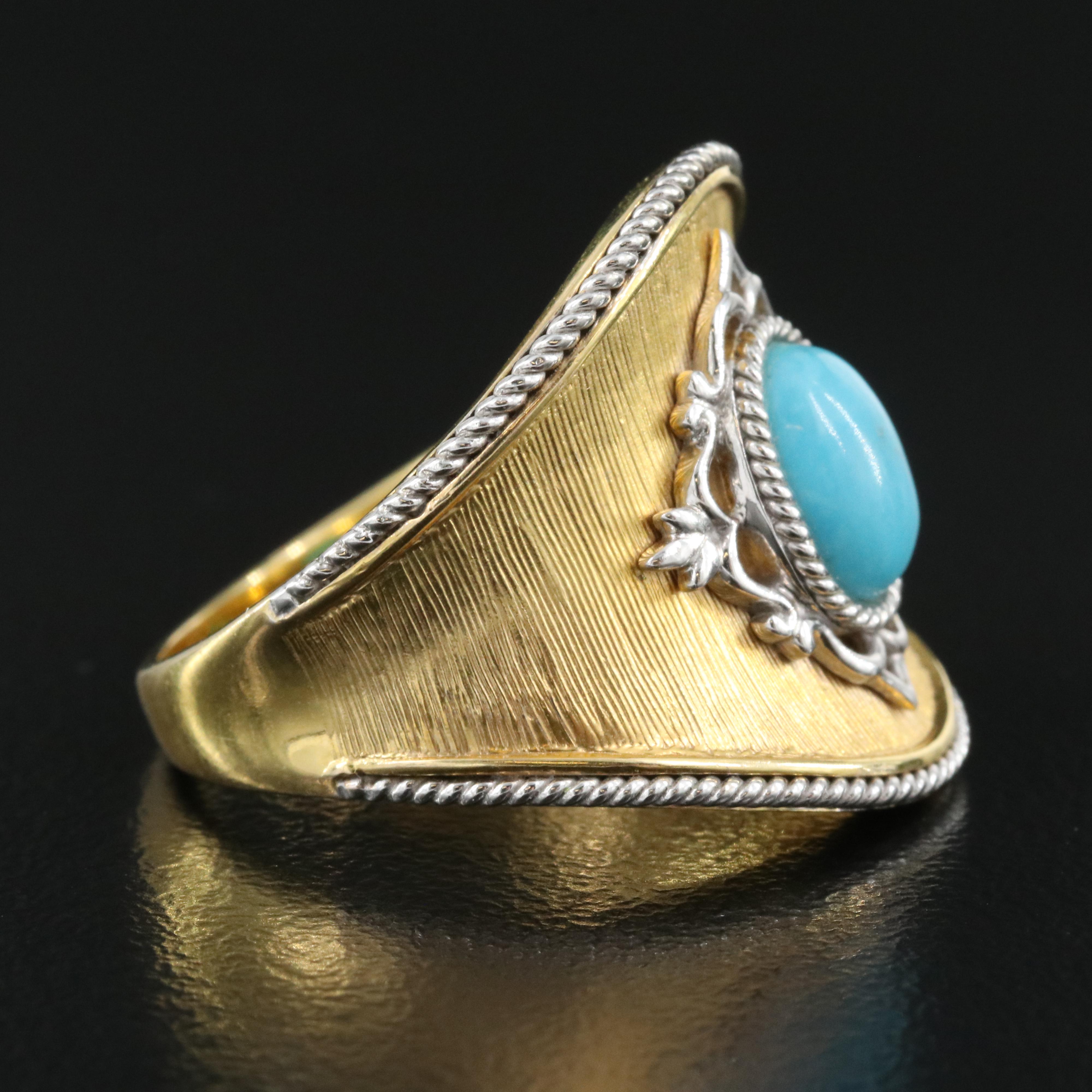 14K Turquoise Saddle Ring