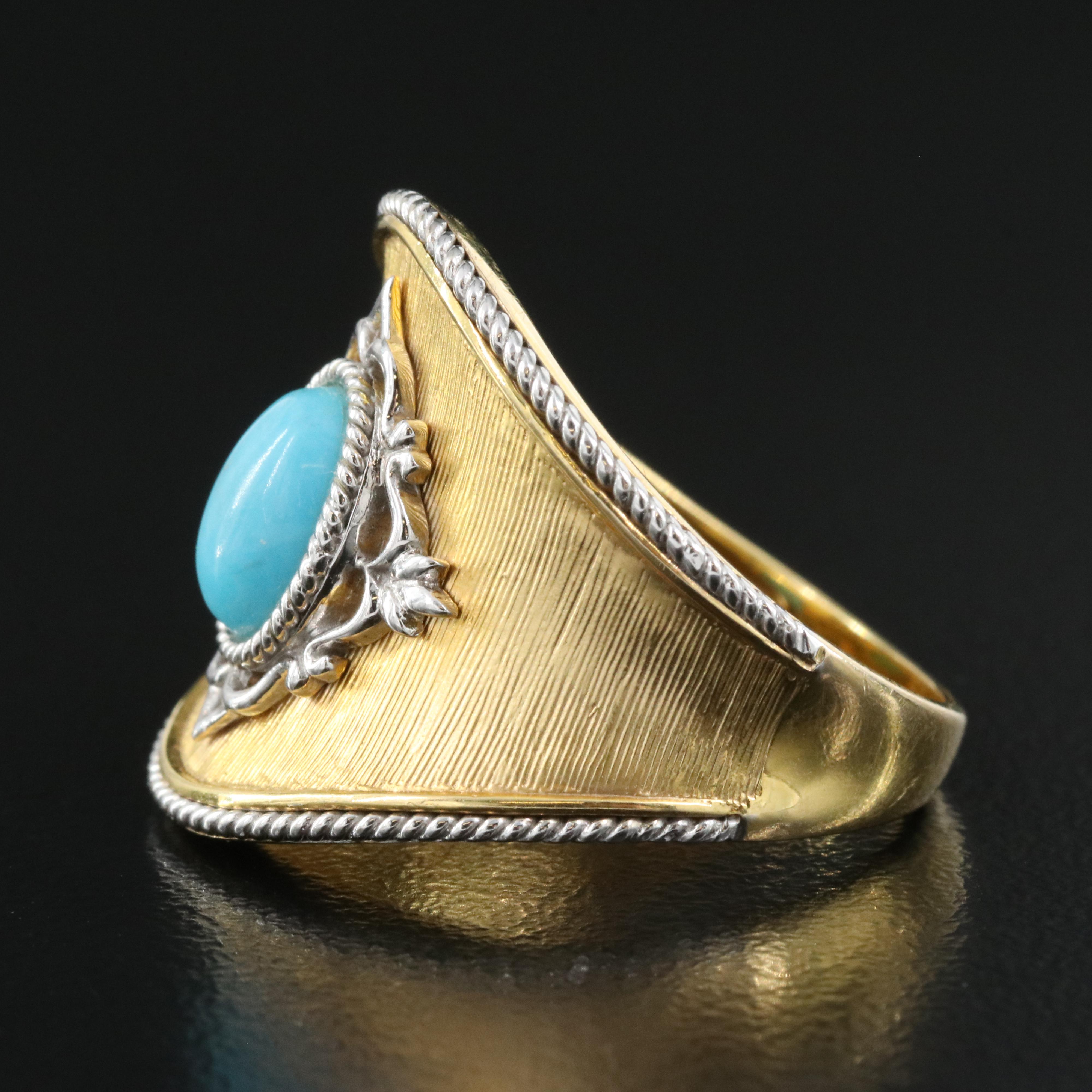 14K Turquoise Saddle Ring